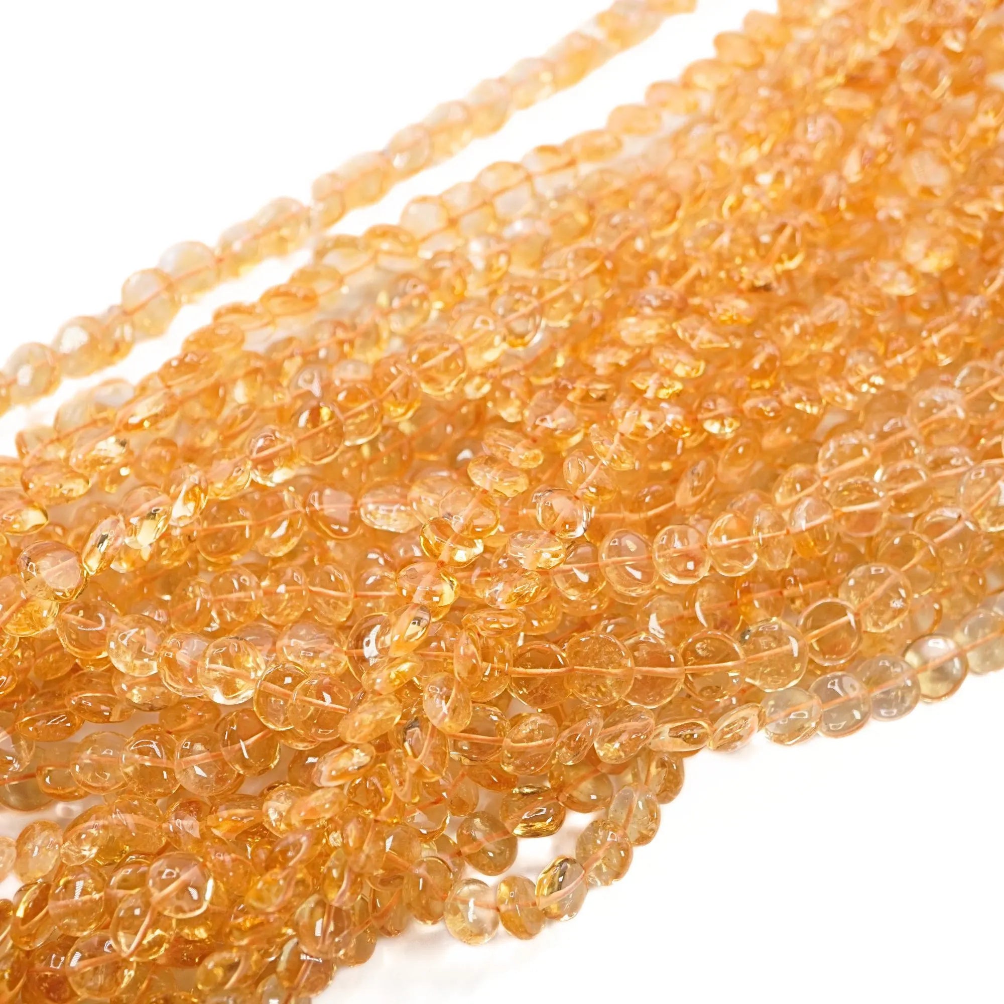 Citrine Coin Shape Gemstone 15 inches Strand Beads