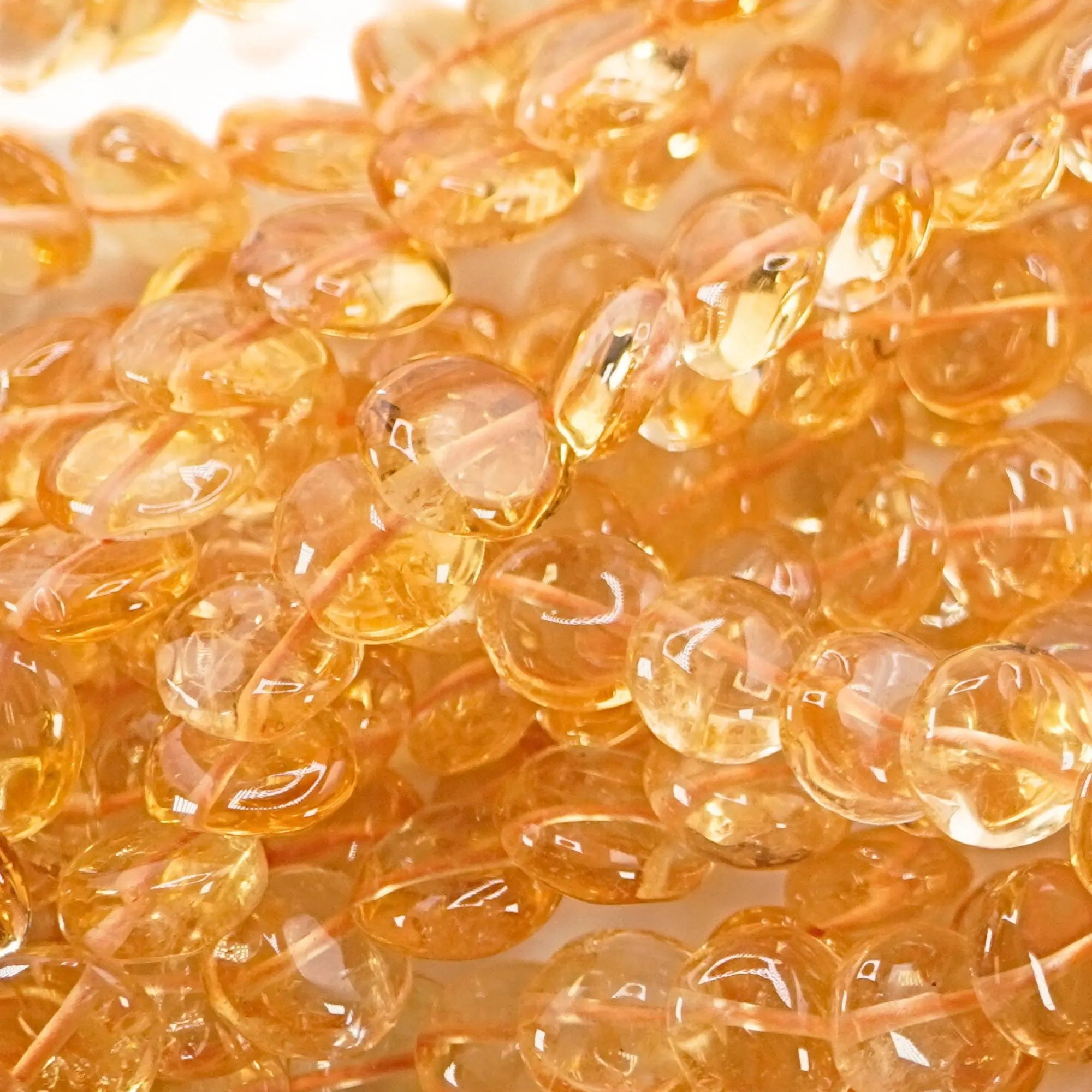 Citrine Coin Shape Gemstone 15 inches Strand Beads