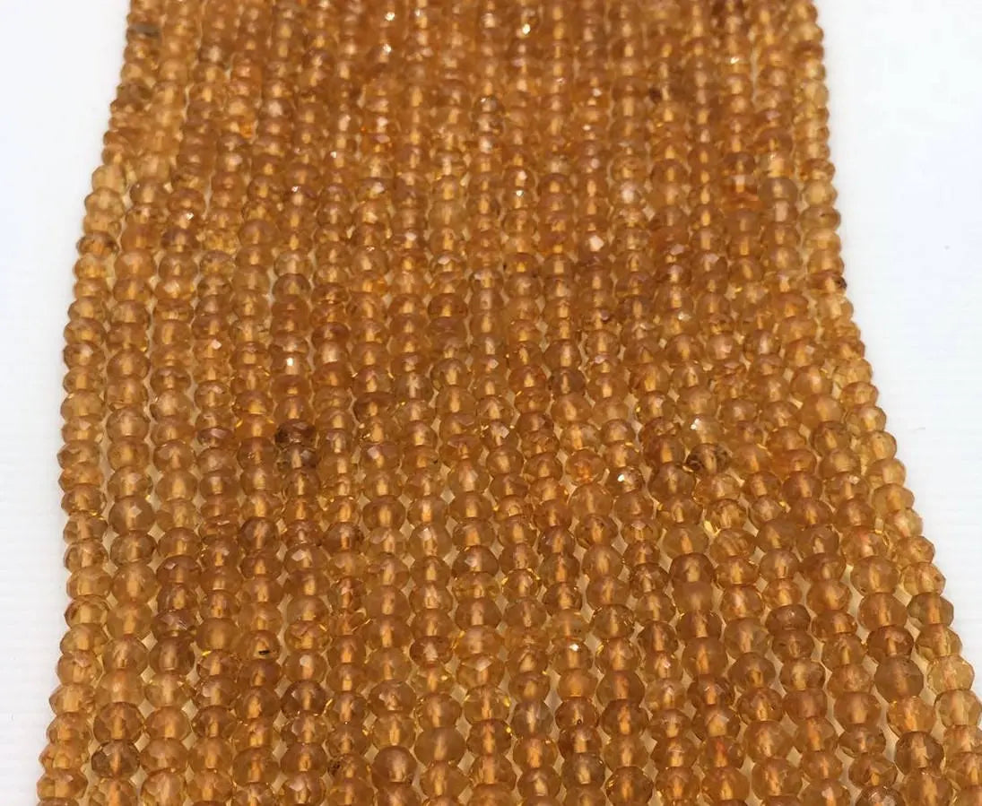 Citrine Faceted Button Shape Gemstone Strand Beads