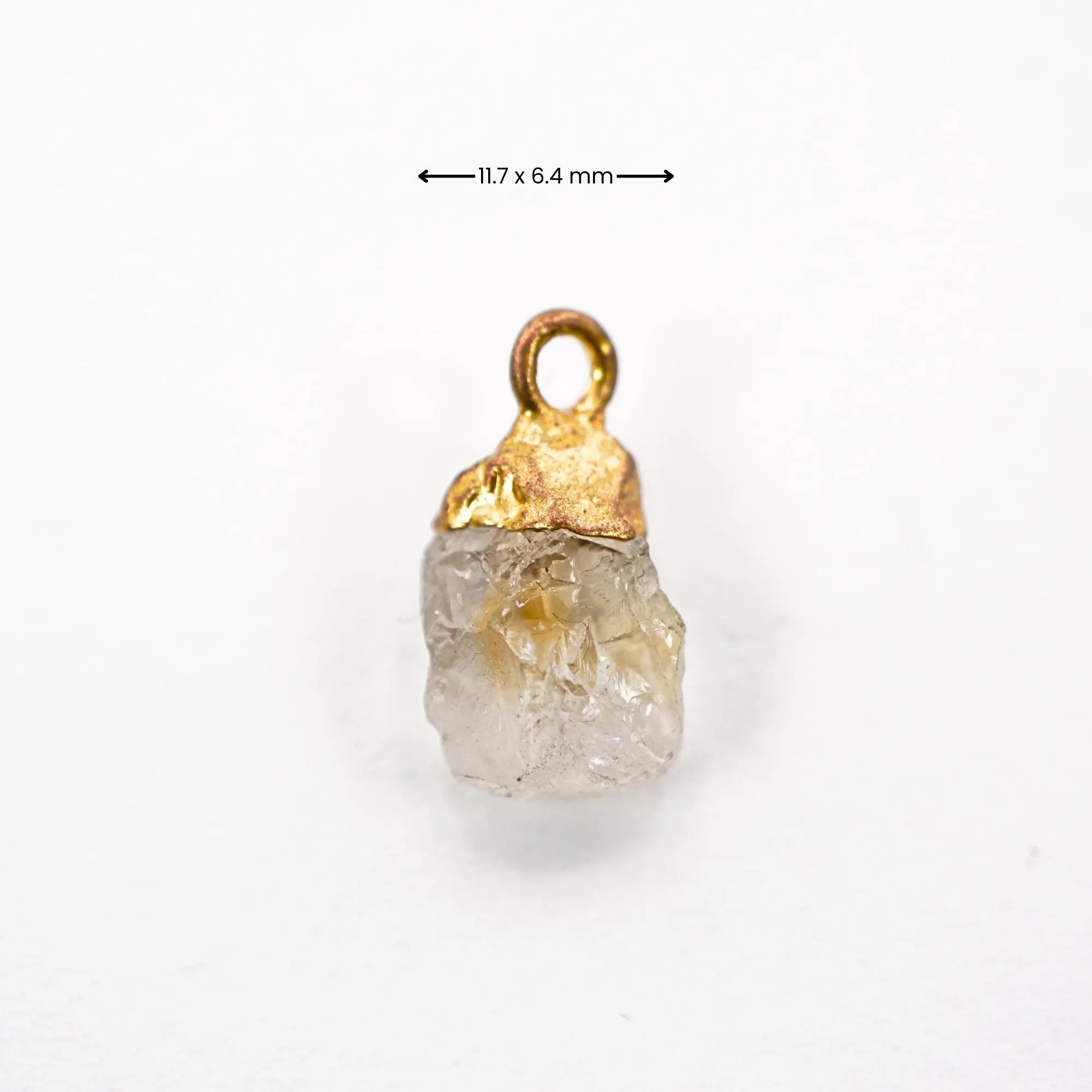 Citrine Rough Shape Gemstone Gold Electroplated Charm Pendant