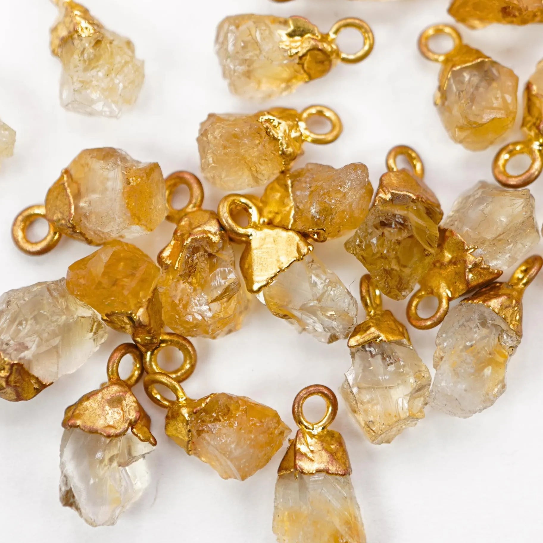 Citrine Rough Shape Gemstone Gold Electroplated Charm Pendant