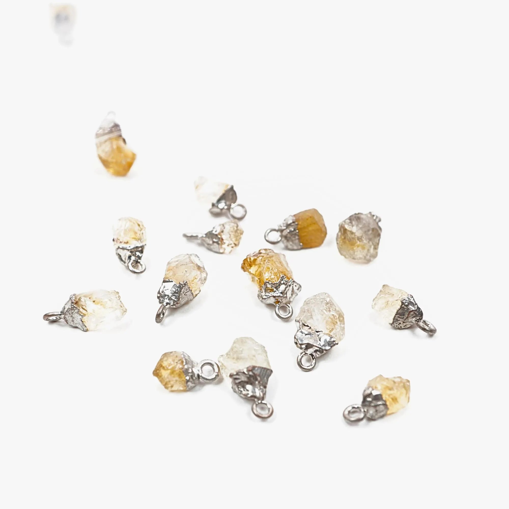 Citrine Rough Shape Gemstone Silver Electroplated Charm Pendant 