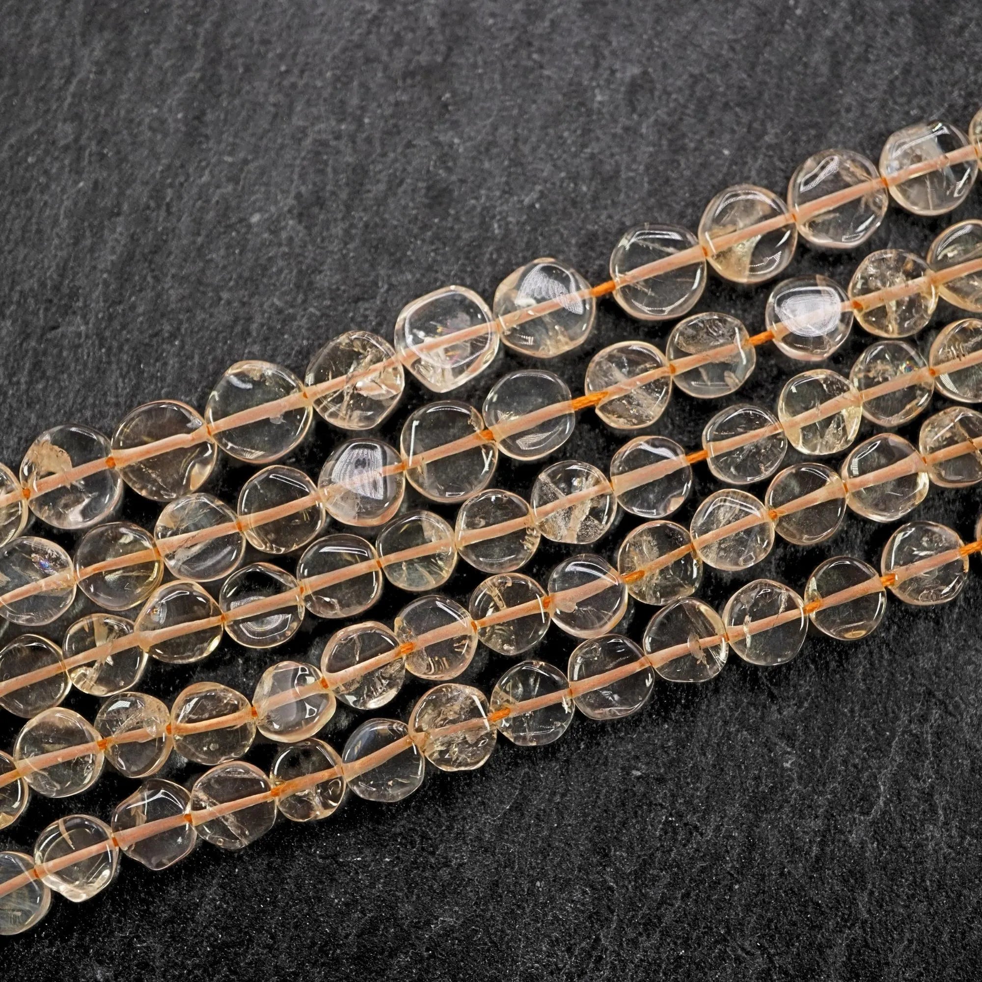 Citrine Smooth Coin Shape Gemstone 15 inches Strand Beads 