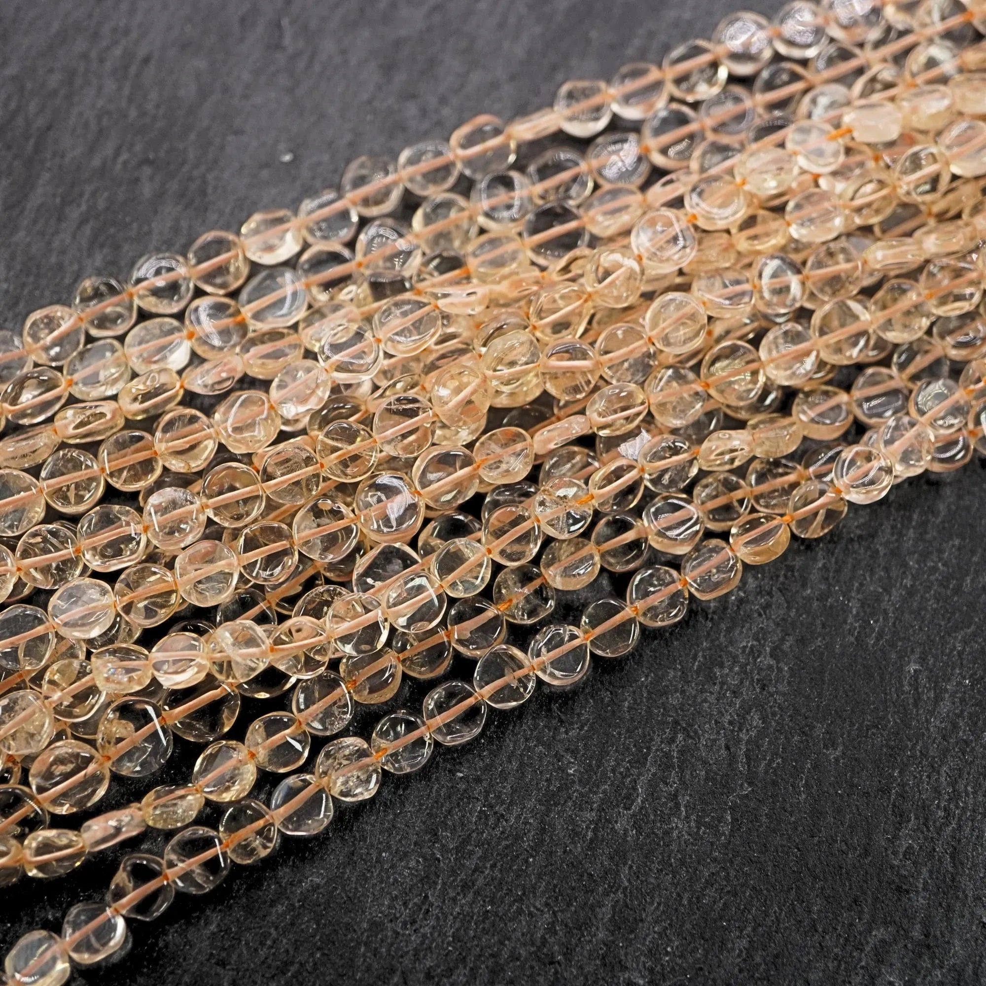 Citrine Smooth Coin Shape Gemstone 15 inches Strand Beads 