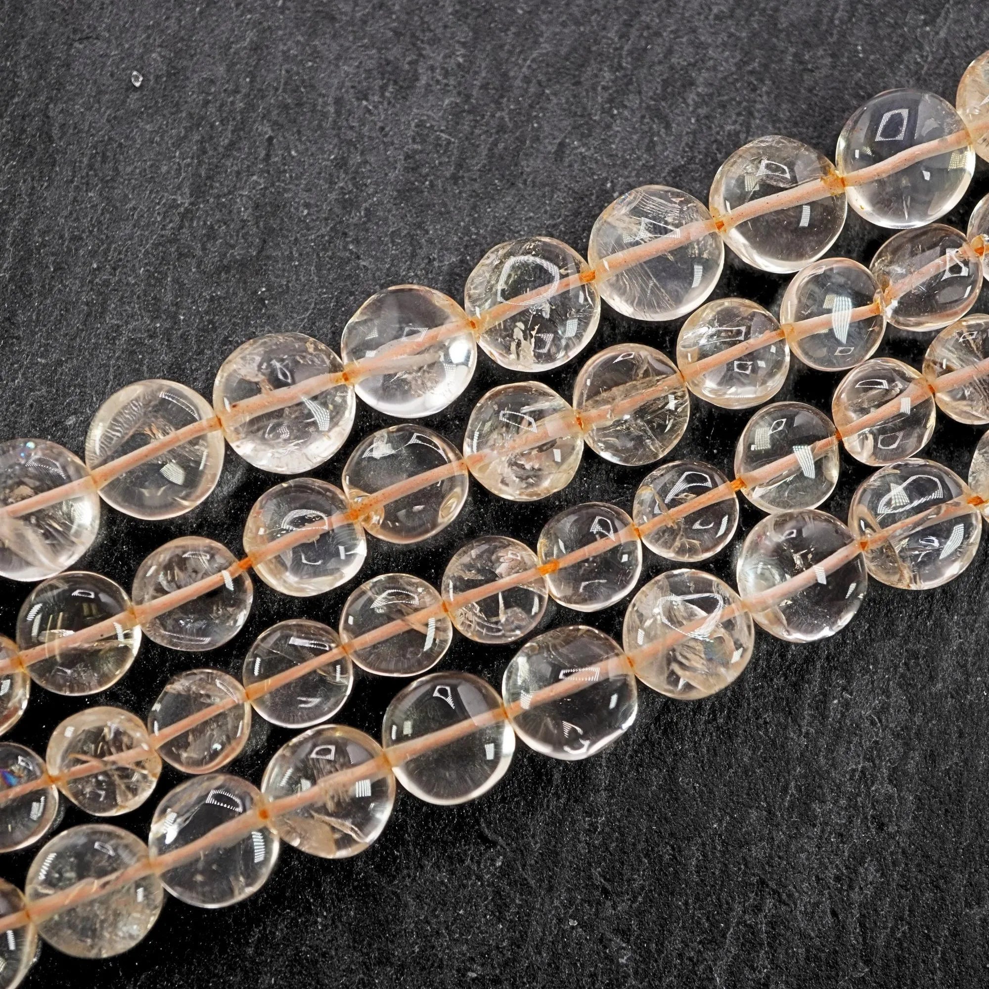 Citrine Smooth Coin Shape Gemstone Strand Beads