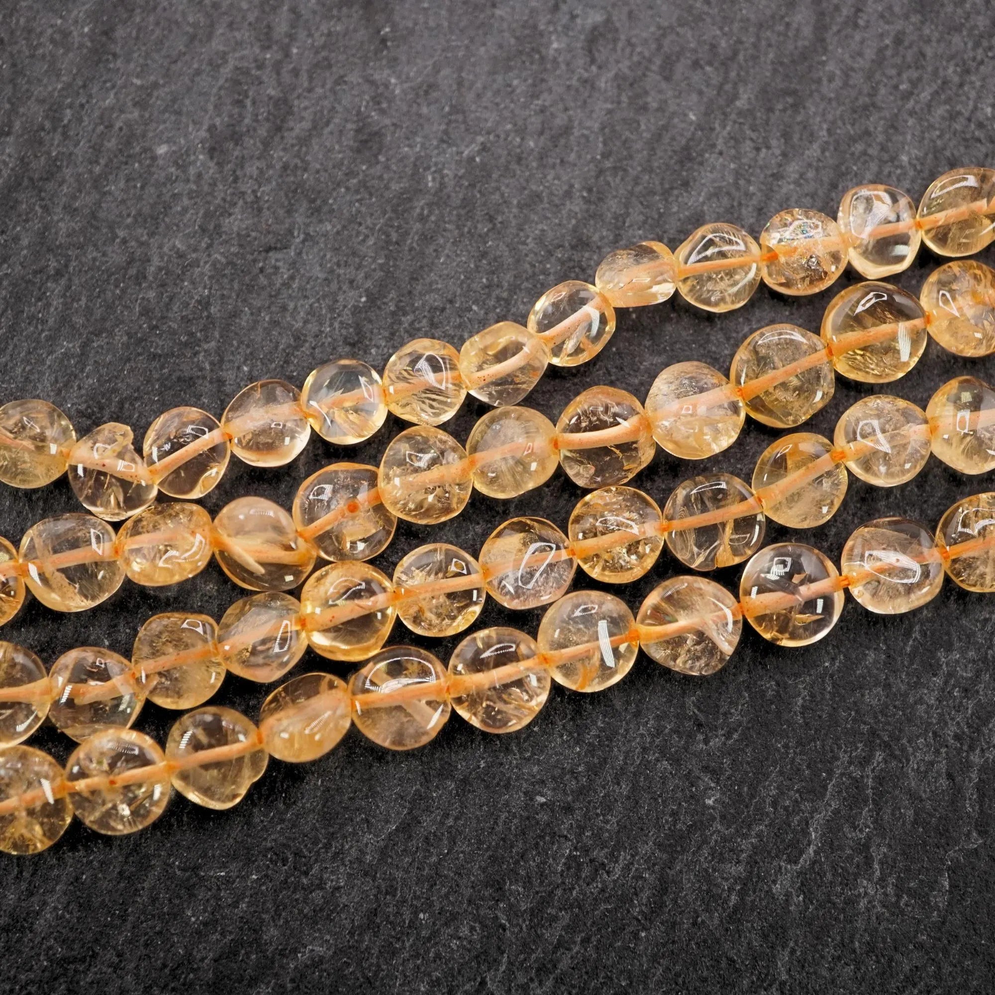 Citrine Smooth Coin Shape Gemstone Strand Beads