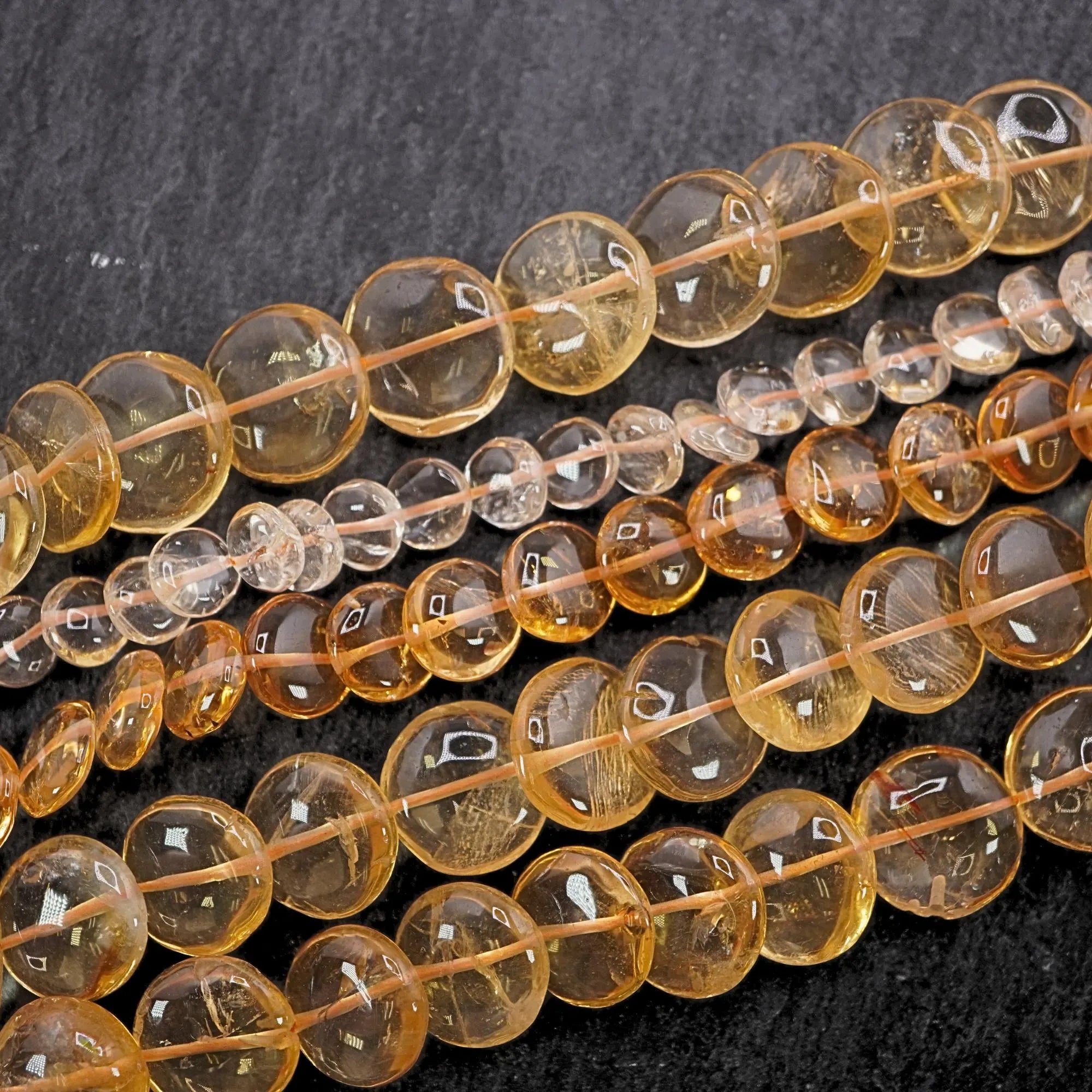 Citrine Smooth Coin Shape Gemstone Strand Beads