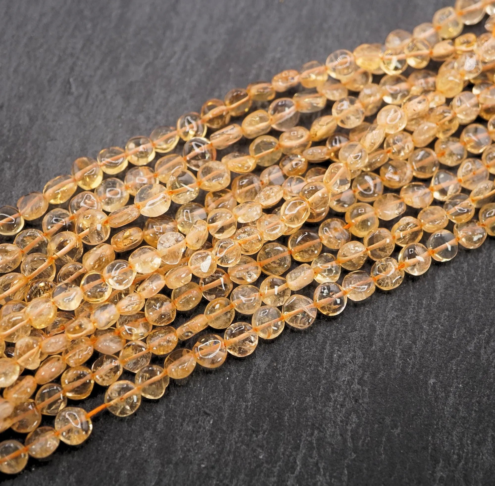 Citrine Smooth Coin Shape Gemstone Strand Beads