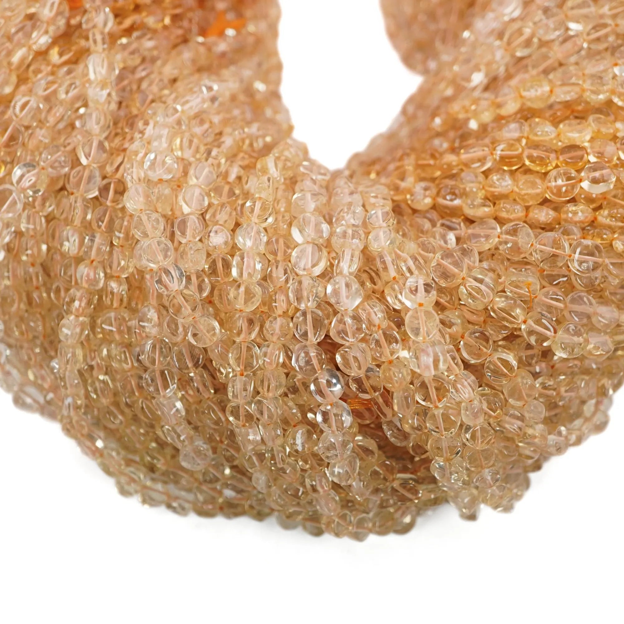 Citrine Smooth Coin Shape Gemstone Strand Beads