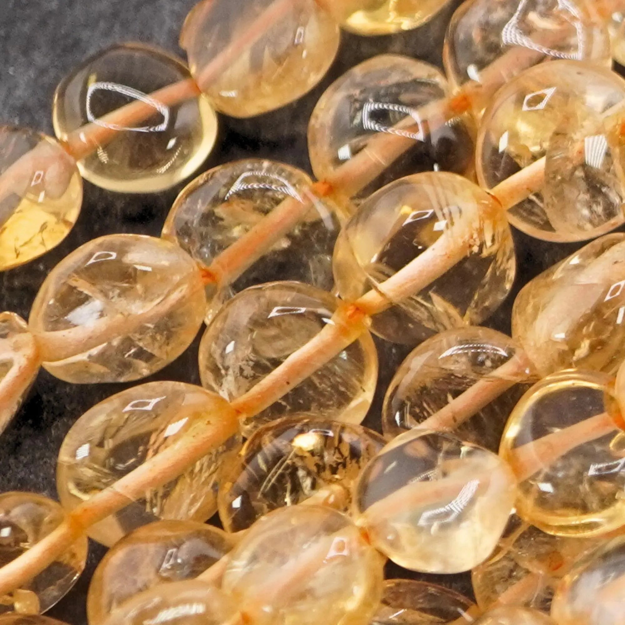 Citrine Smooth Coin Shape Gemstone Strand Beads