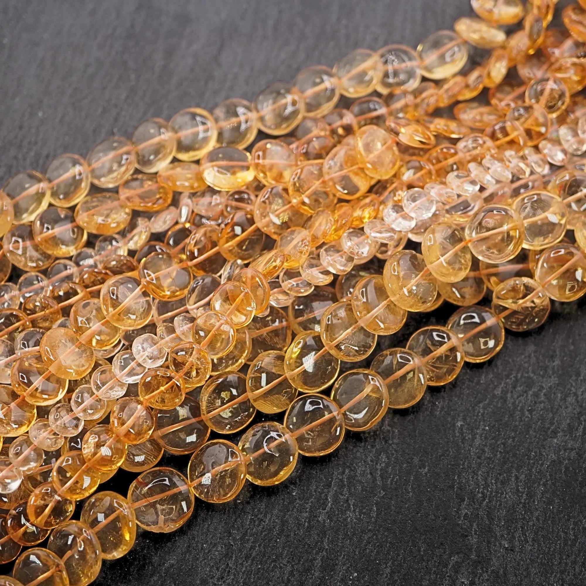 Citrine Smooth Coin Shape Gemstone Strand Beads