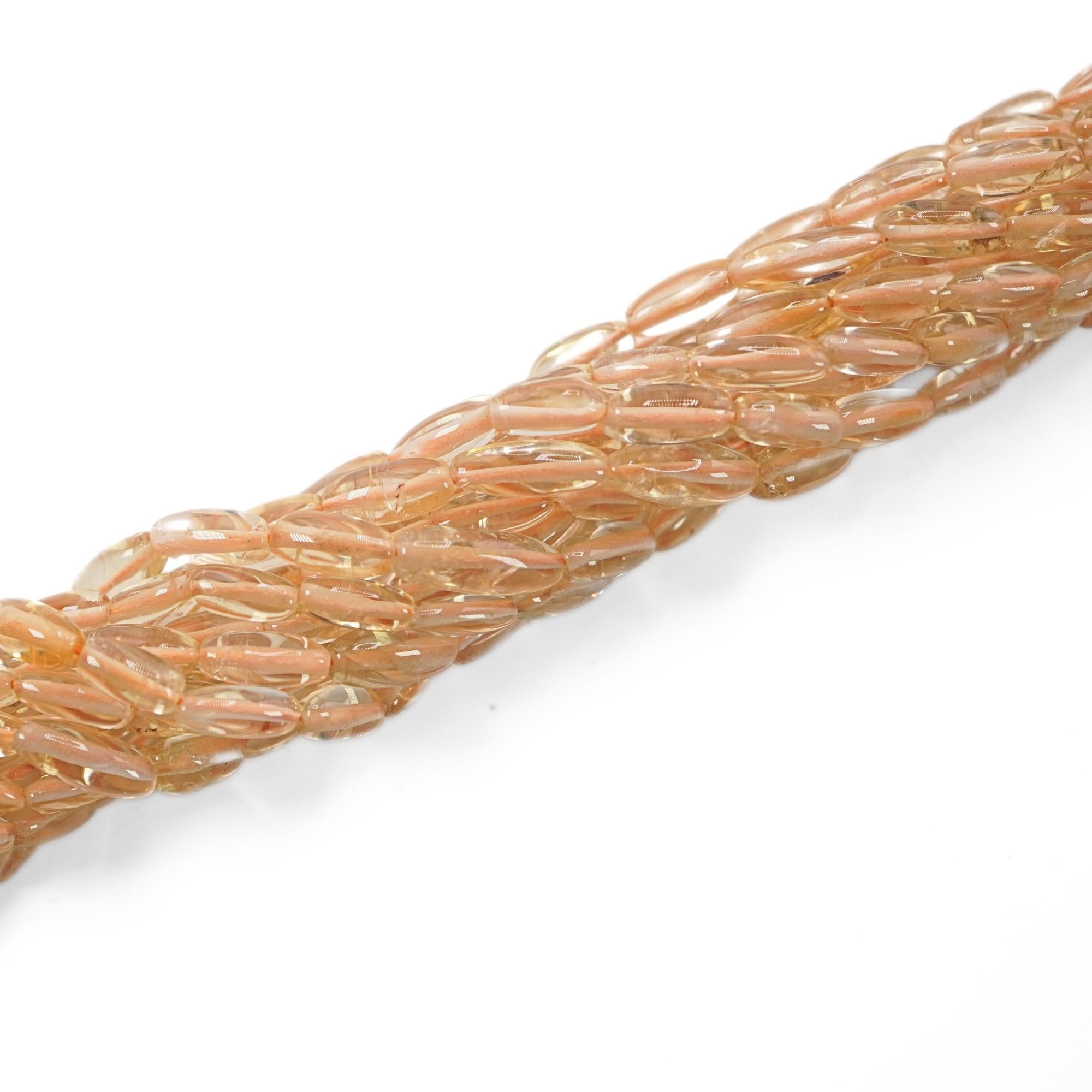 Citrine Smooth Rice Barrel Shape Gemstone Strand Beads