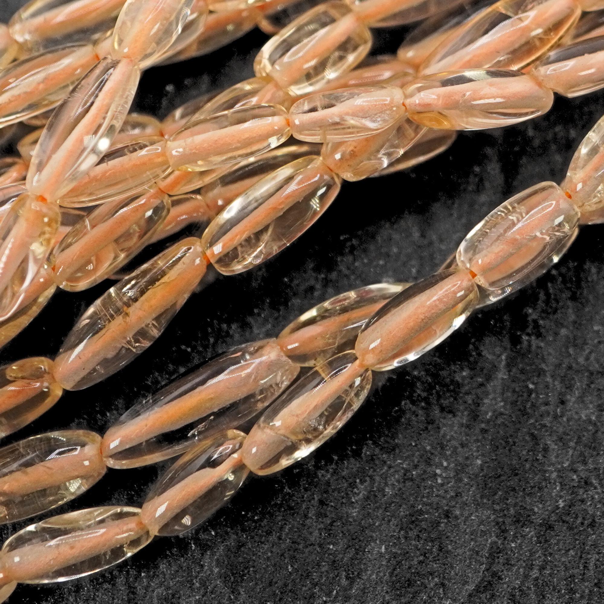 Citrine Smooth Rice Barrel Shape Gemstone Strand Beads