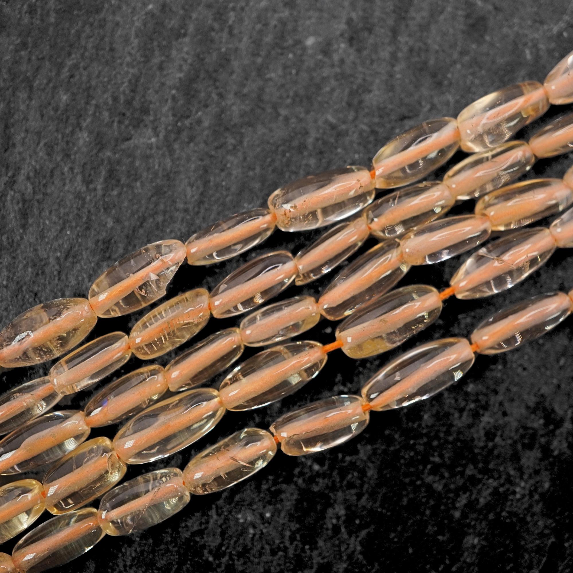 Citrine Smooth Rice Barrel Shape Gemstone Strand Beads