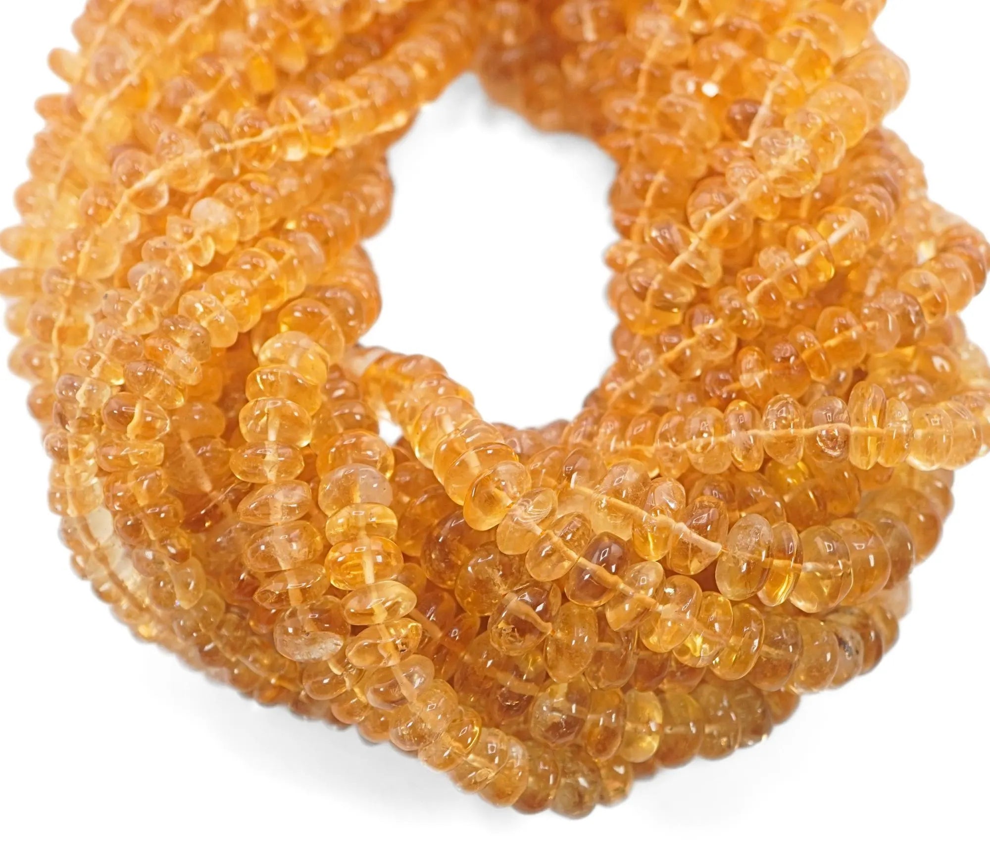 Citrine Smooth Rondelle Shape Gemstone Strand Beads