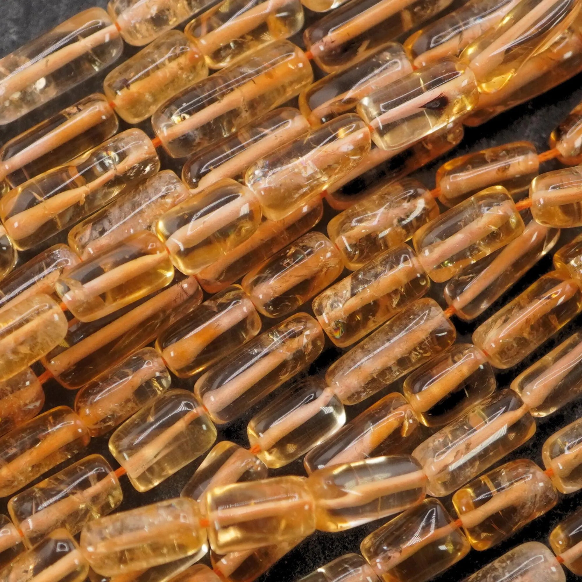 Citrine Smooth Tube Shape Gemstone 15 inches Strand Beads For Jewelry Making 8 X 4 - 10 X 4 MM