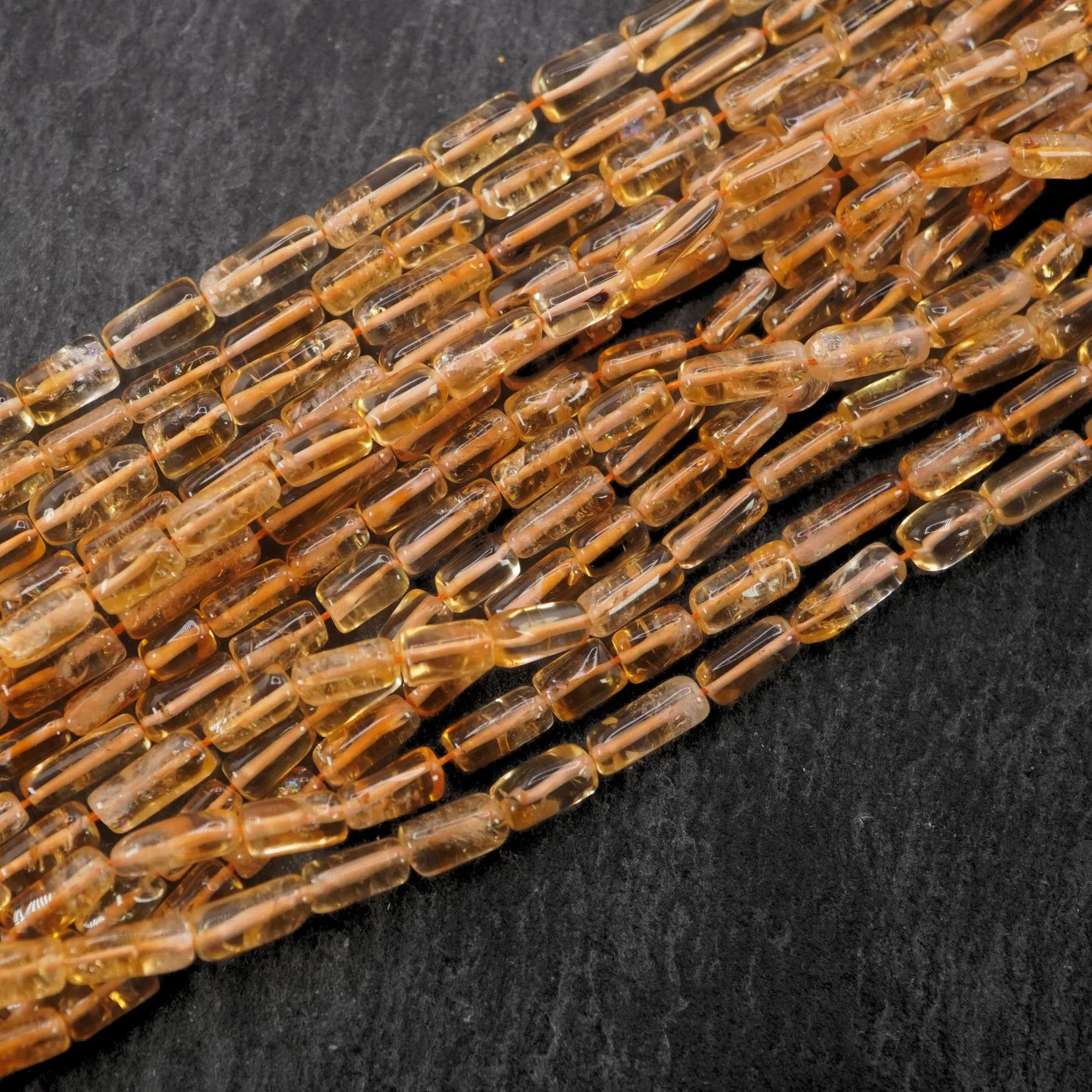 Citrine Smooth Tube Shape Gemstone 15 inches Strand Beads For Jewelry Making 8 X 4 - 10 X 4 MM