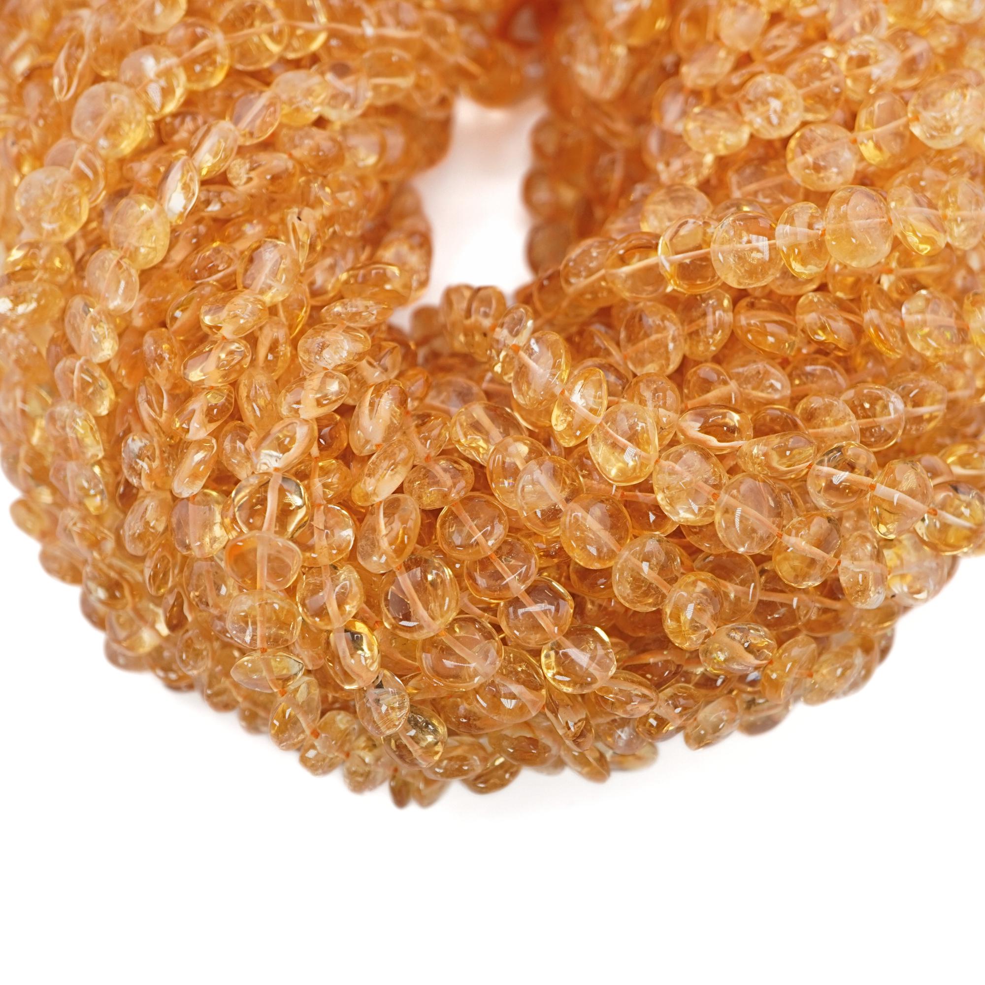 Citrine Smooths Button Shape Gemstone Strands Beads 