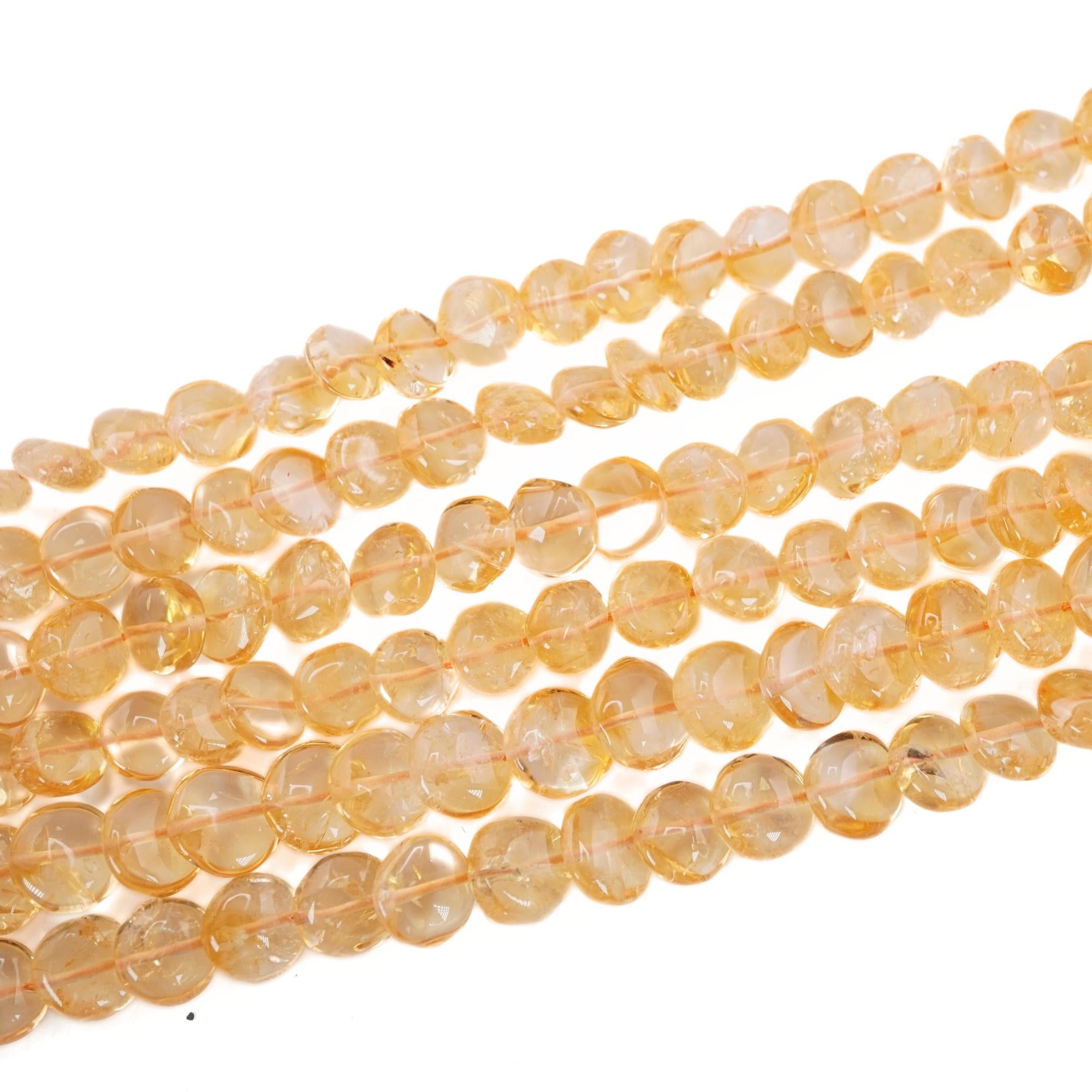 Citrine Smooths Button Shape Gemstone Strands Beads 