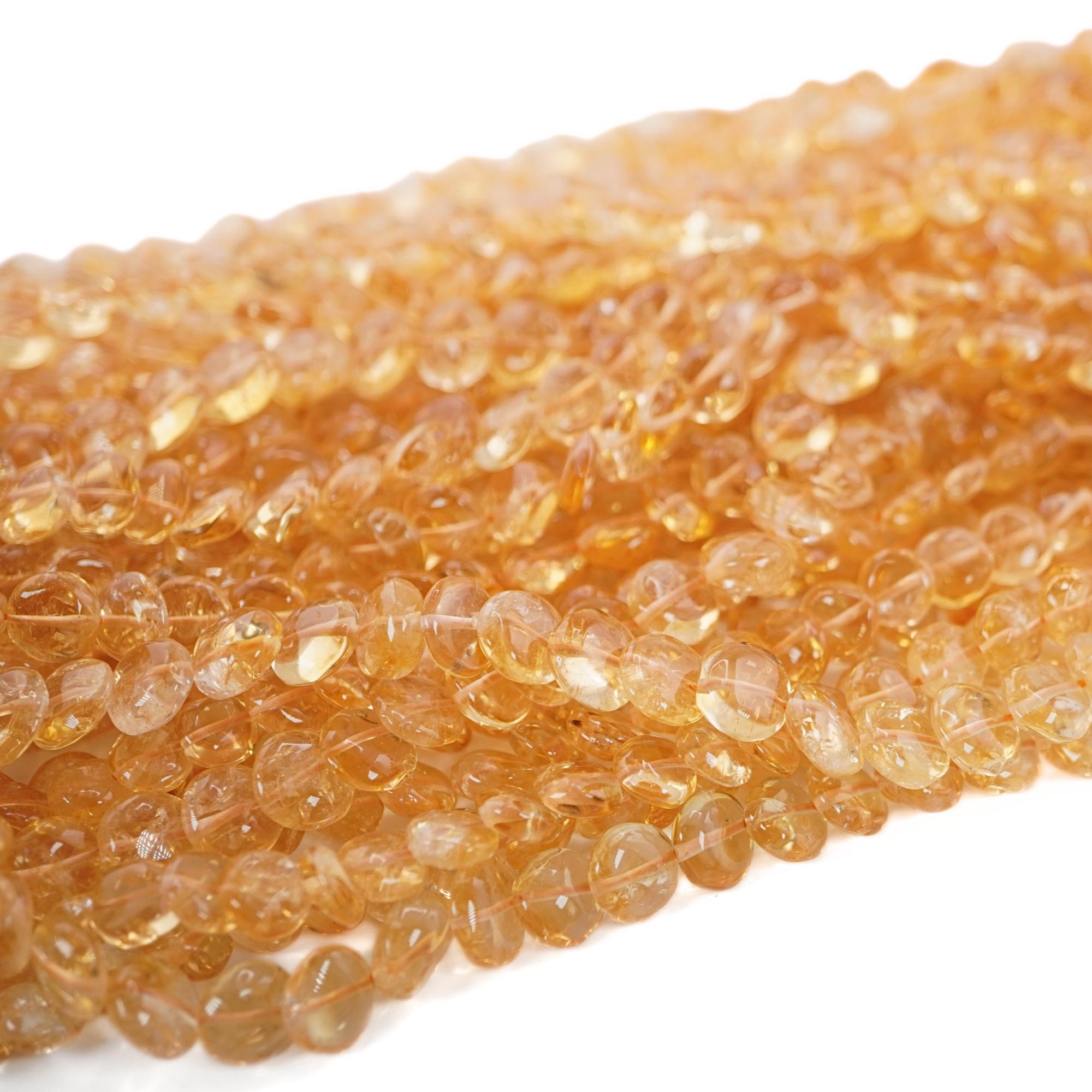 Citrine Smooths Button Shape Gemstone Strands Beads 