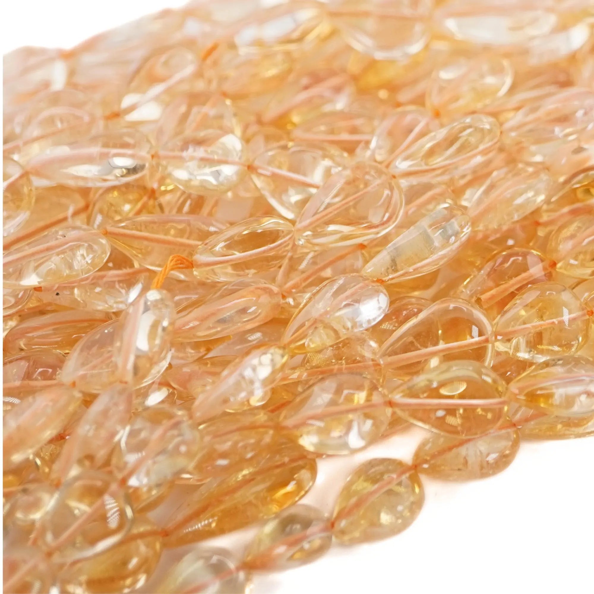 Citrine Smooths Pear Shape Gemstone Strands Beads 