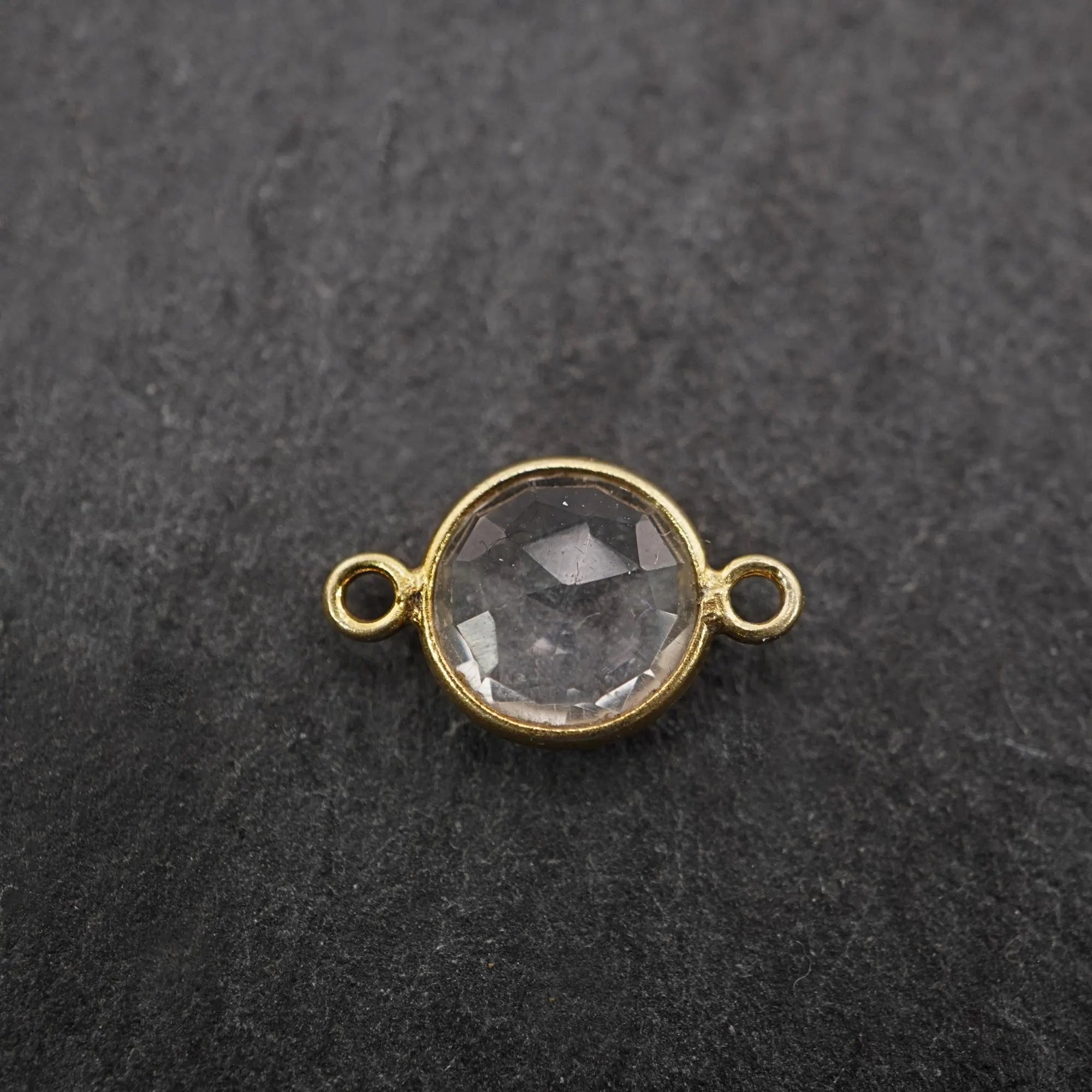 Crystal Quartz Silver Bezel Charm Connector