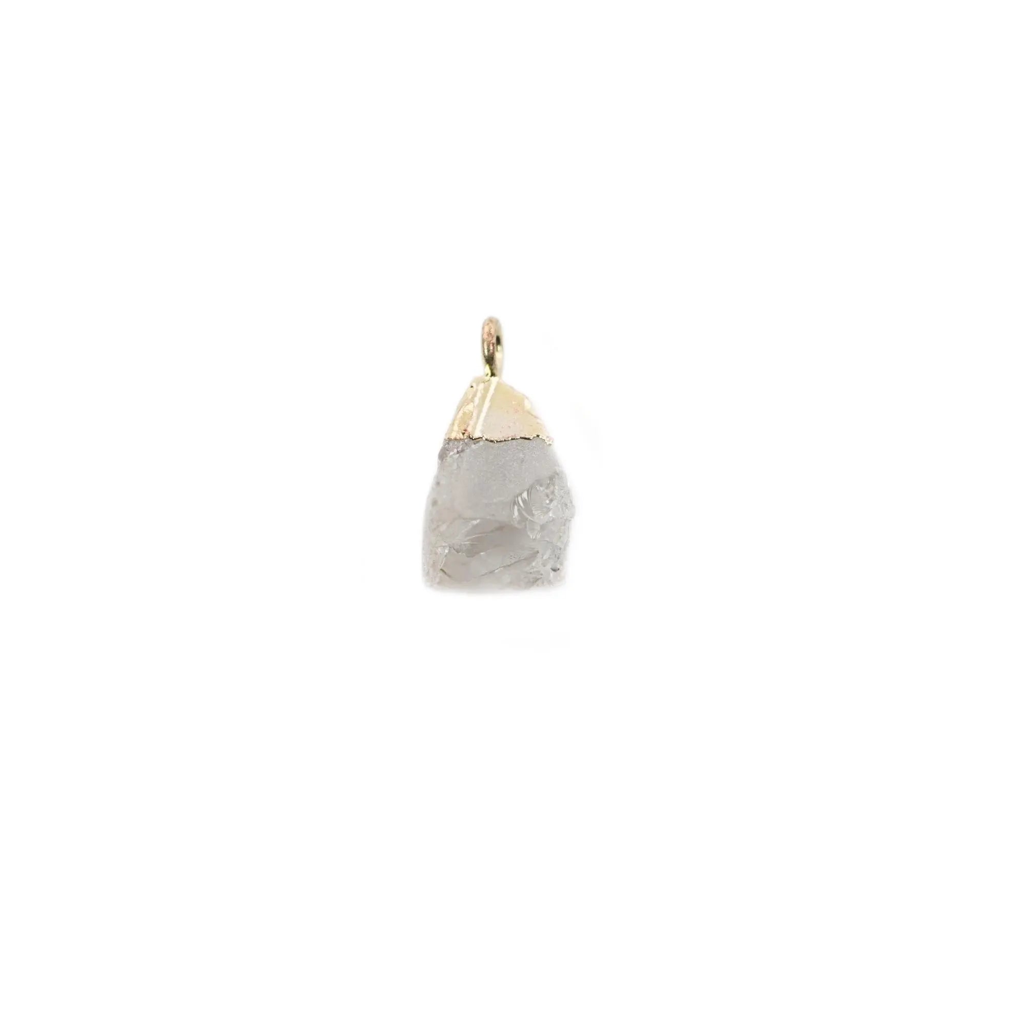 Crystal Quartz Rough Gemstone Gold Electroplated Charm Pendant 