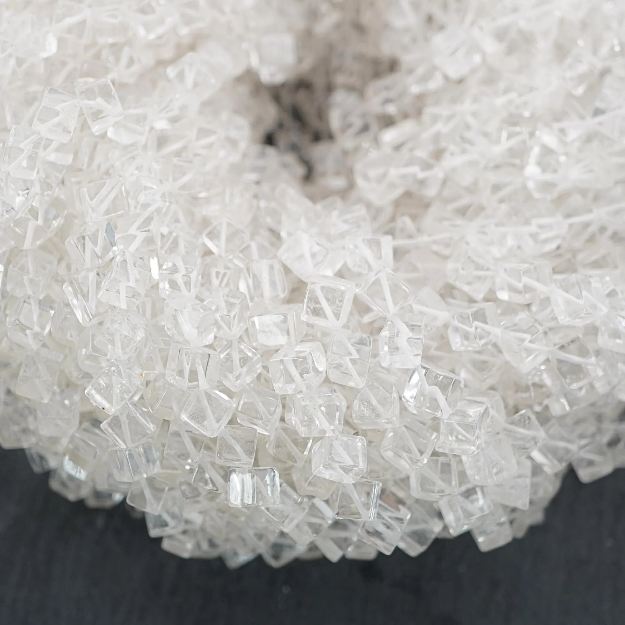 Crystal Quartz Smooth Cube Shape Gemstone Strand Beads