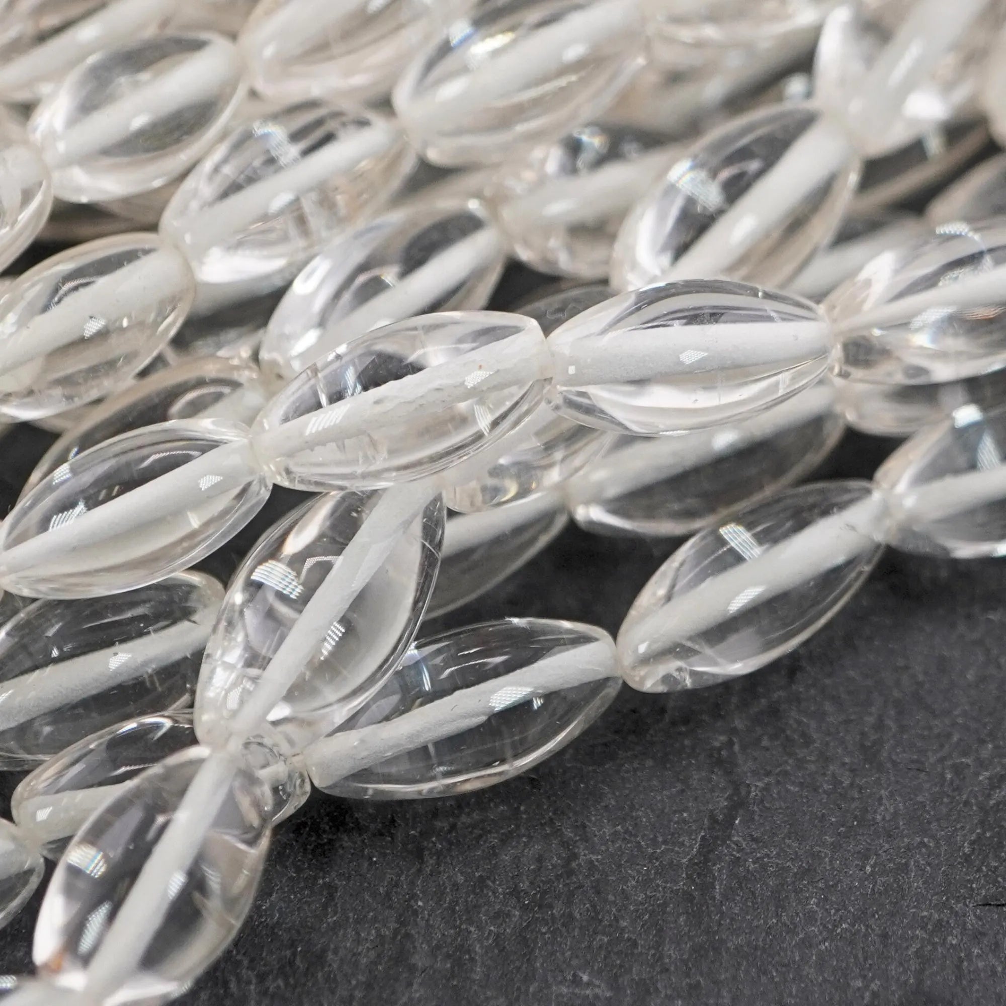 Crystal Quartz Smooth Rice Barrel Shape Beads Gemstone