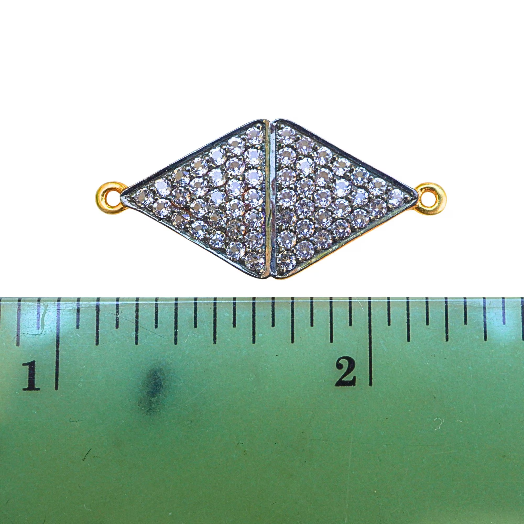 Cubic Zircon Micro Pave Diamond Shape Gold Plated Sterling Silver Connector