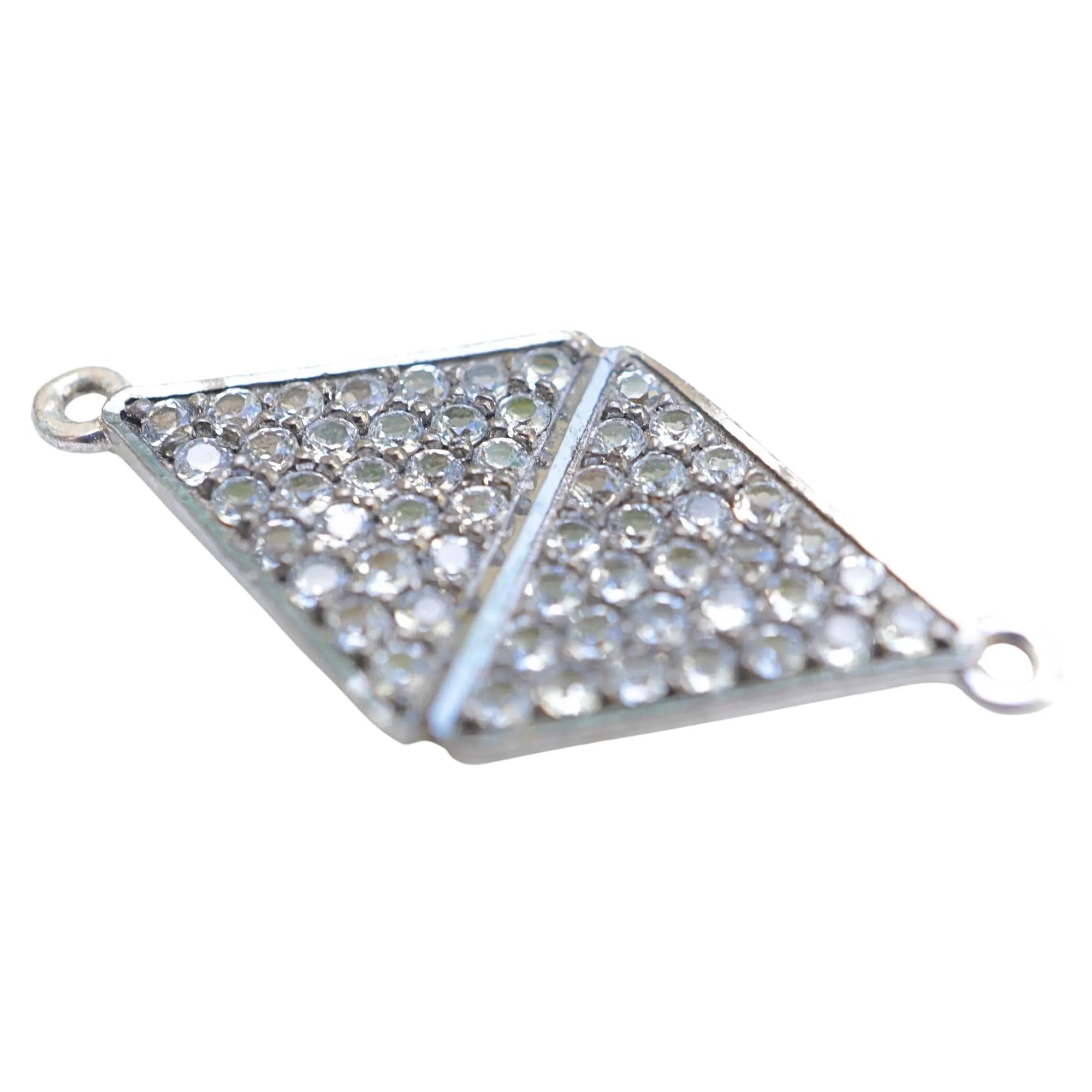 Cubic Zircon Micro Pave Diamond Shape Sterling Silver Charm Connector