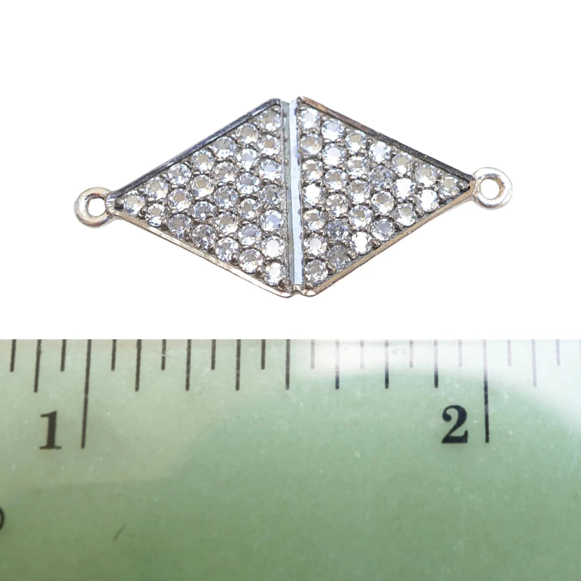 Cubic Zircon Micro Pave Diamond Shape Sterling Silver Charm Connector