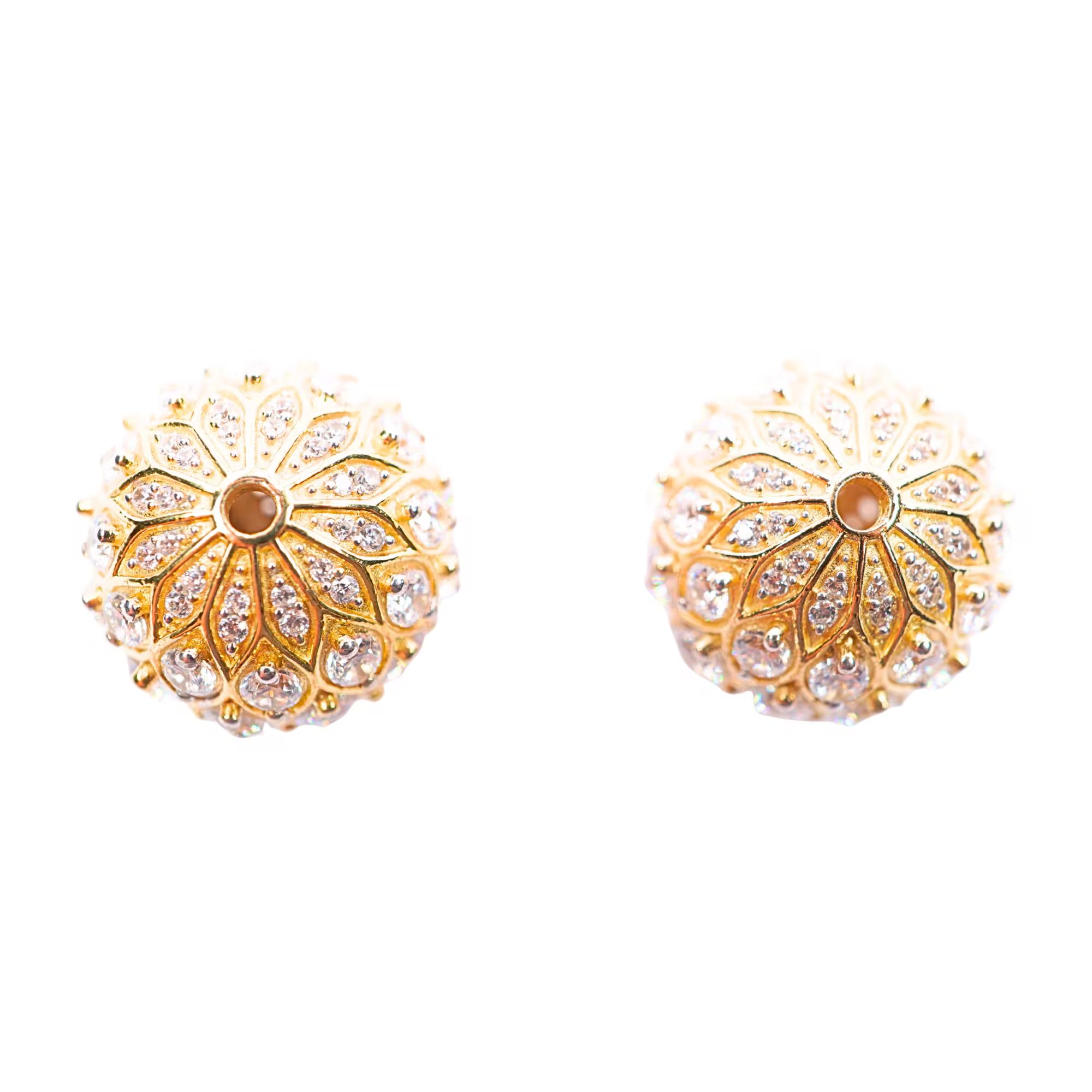 Cubic Zircon Micro Pave Round Spacer Beads Findings Sterling Sliver Gold Plated