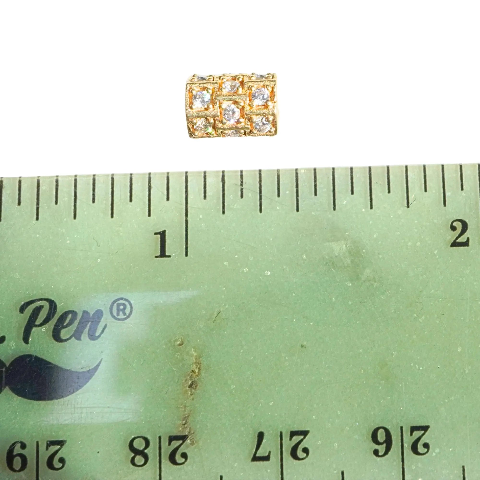 Cubic Zirconia Micro Pave Antique Spacer Beads Sterling Silver Gold Plated