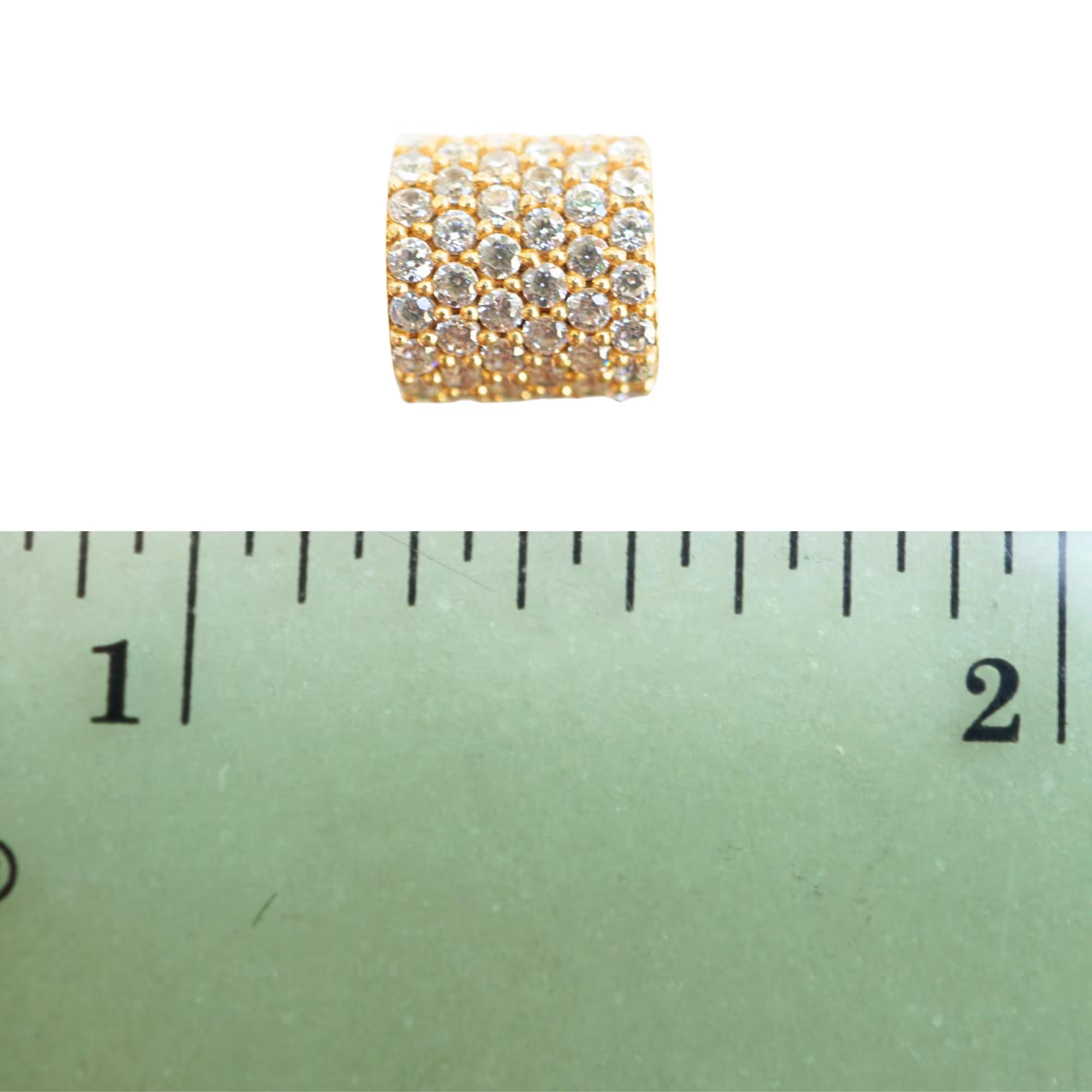 Cubic Zirconia Micro Pave Cube Gold Plated Sterling Silver Antique Spacer Bead 