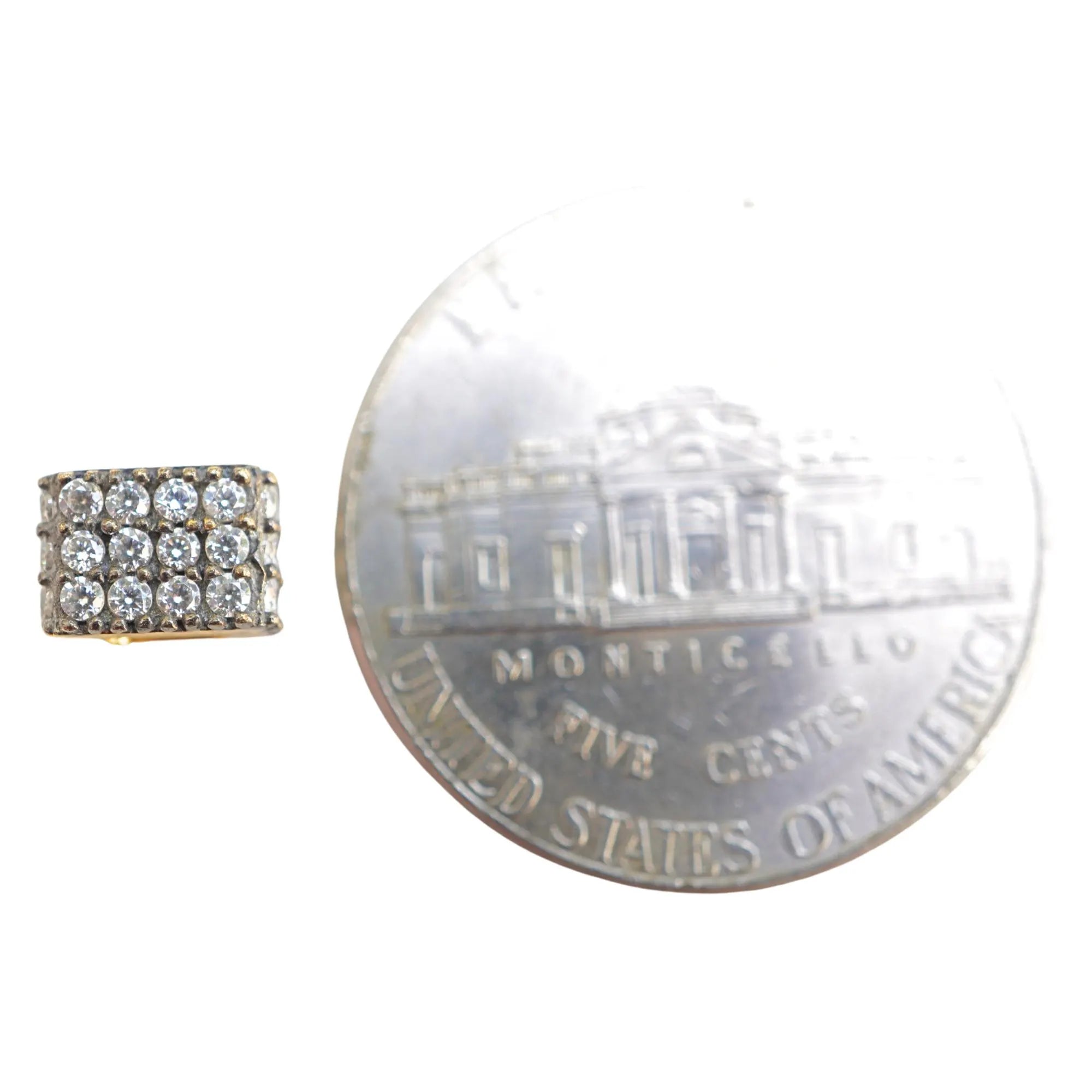 Cubic Zirconia Micro Pave Cube Spacer Beads Gold Plated Sterling Silver