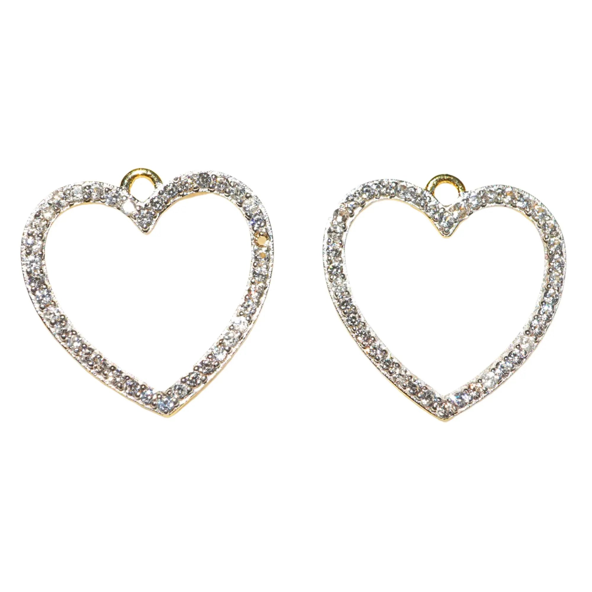 Cubic Zirconia Micro Pave Heart Shape Gold Plated Sterling Silver Charm Pendant 