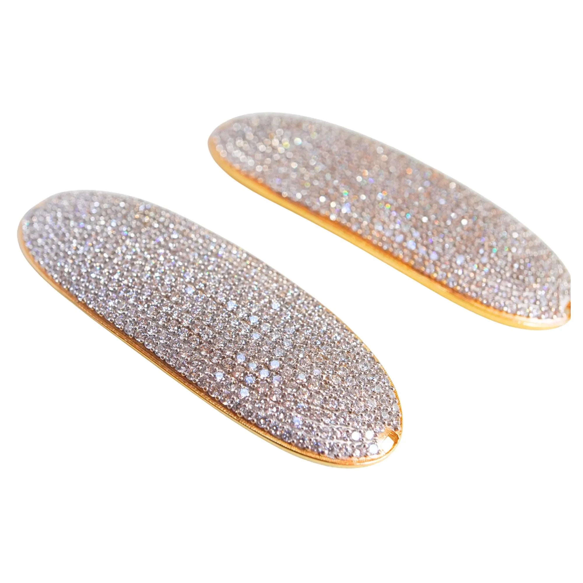 Cubic Zirconia Micro Pave Oval Shape Sterling Silver Gold Plated Charm Pendant 