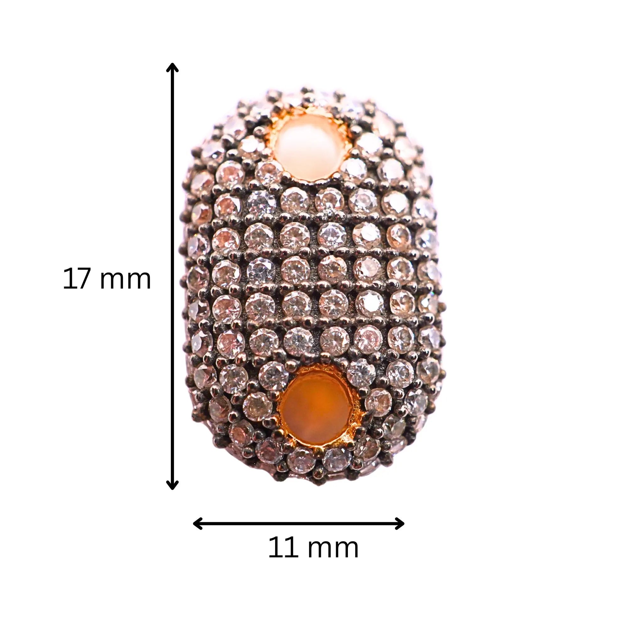 Cubic Zirconia Micro Pave Oval Shape Sterling Sliver Gold Plated Charm Connector