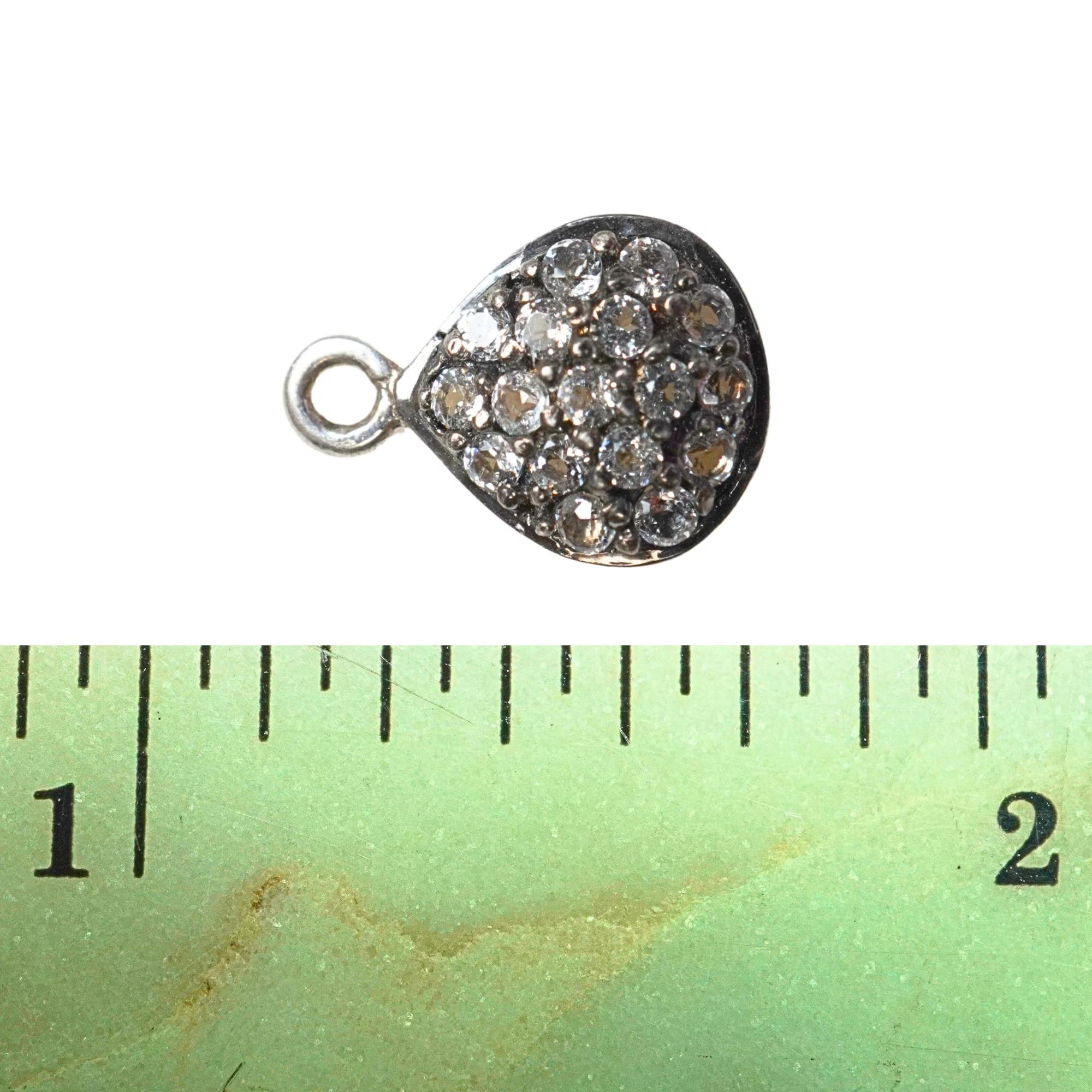 Cubic Zirconia Micro Pave Teardrop Shape Sterling Silver Charm Pendant