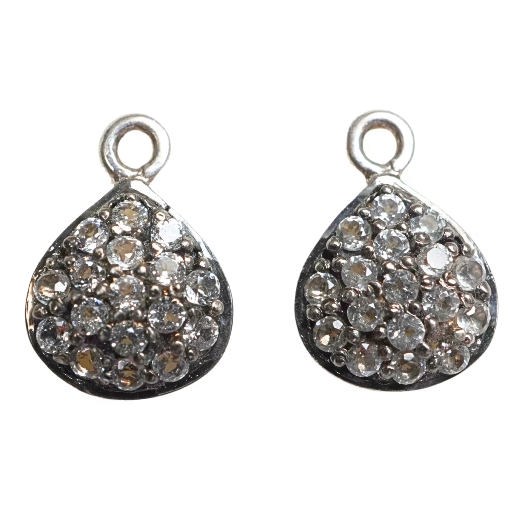 Cubic Zirconia Micro Pave Teardrop Shape Sterling Silver Charm Pendant