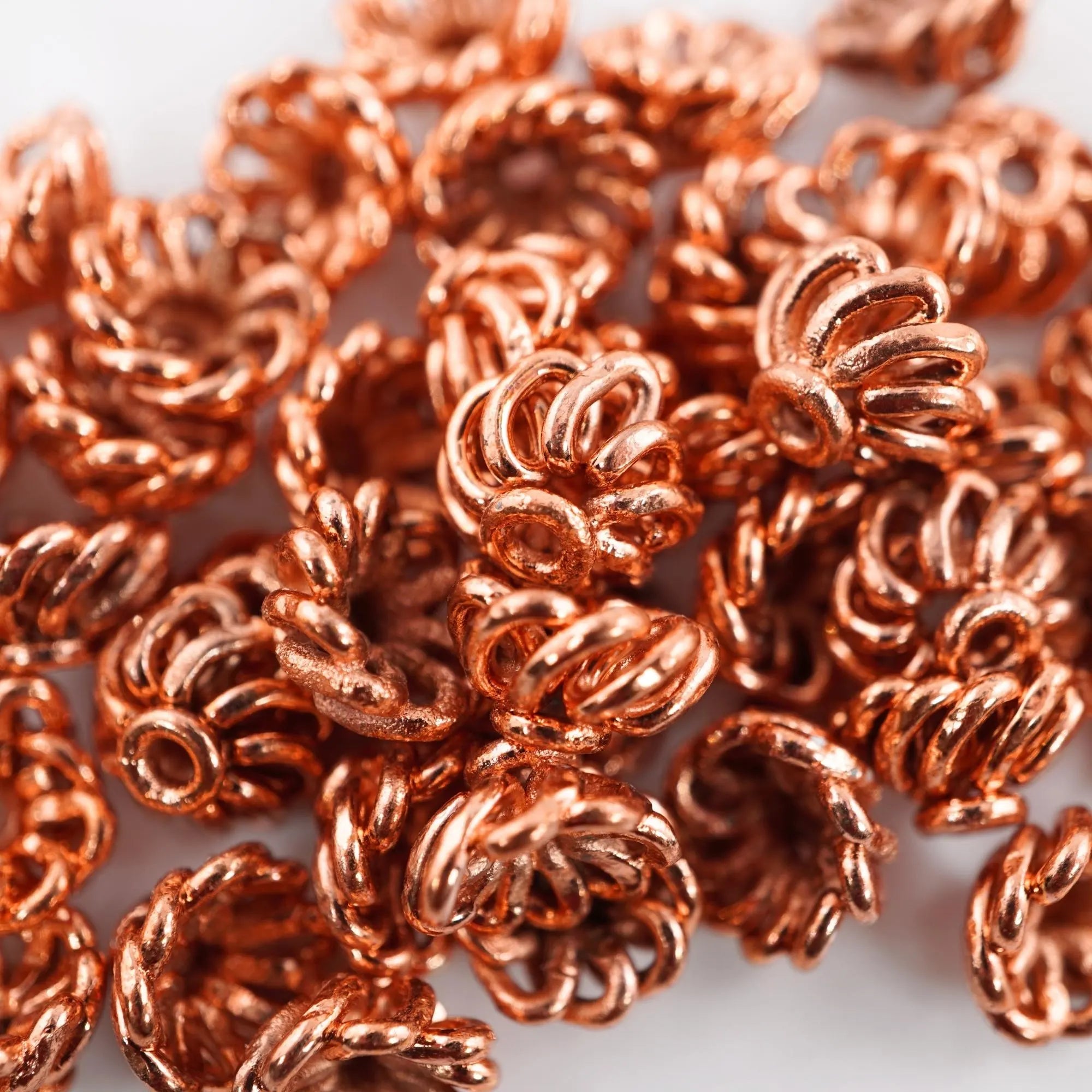 Decorative Copper Beads with Floral Design

