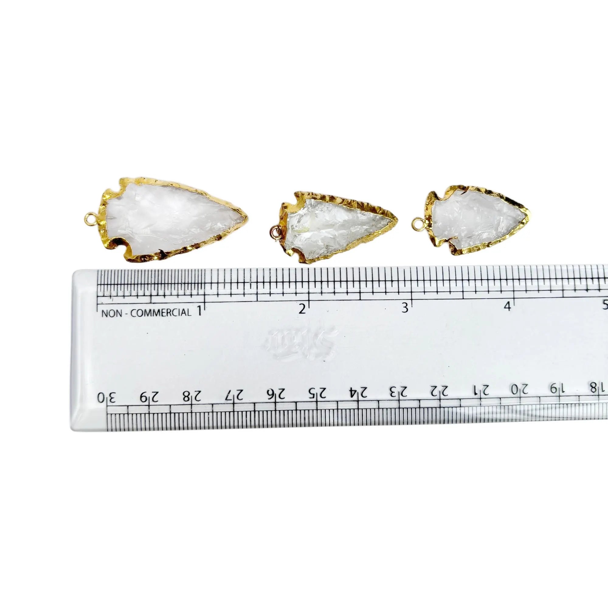 Crystal Quartz Arrowhead Gemstone Gold Electroplated Charm Pendant