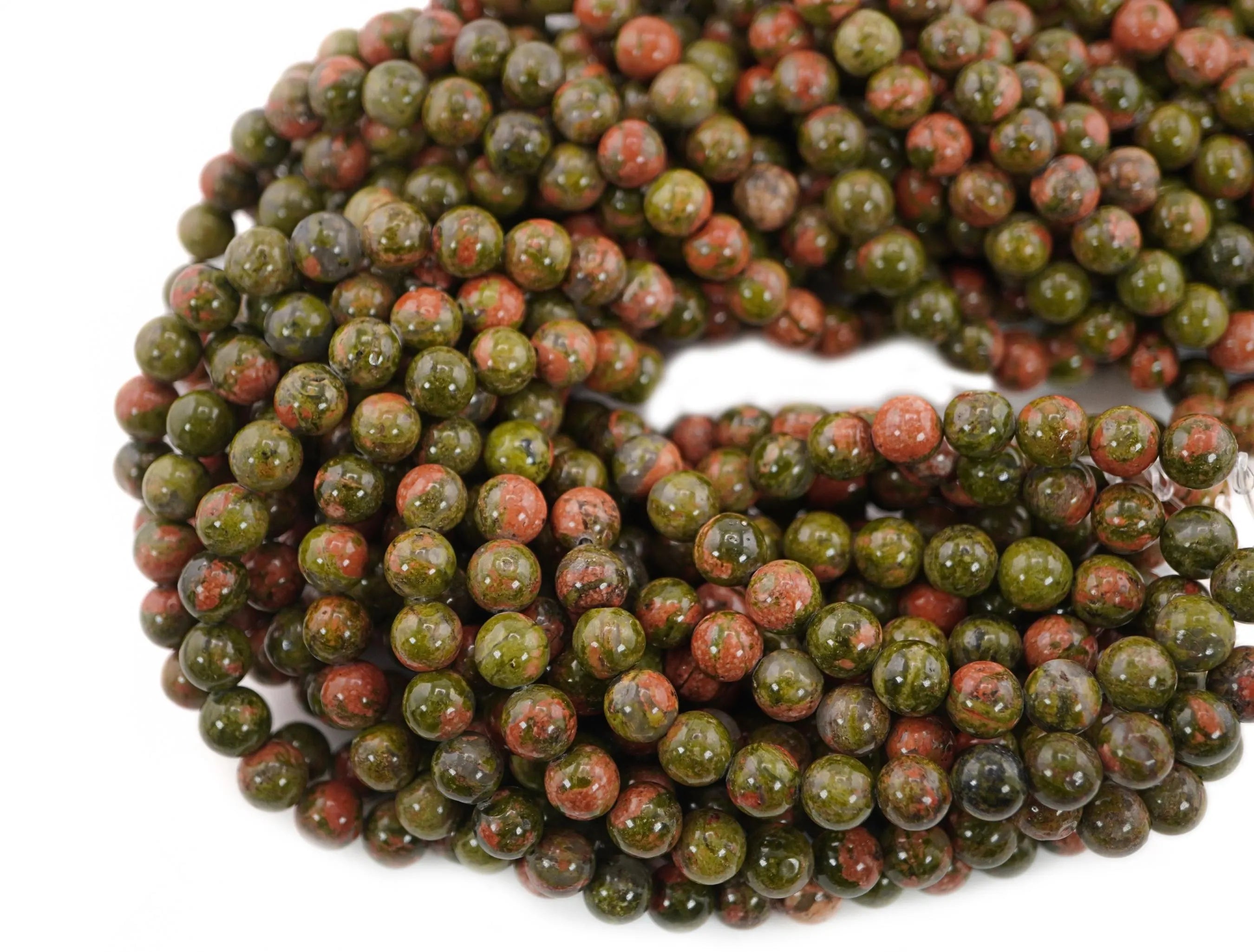 Earth Unakite Round Shape Gemstone Strand Beads 