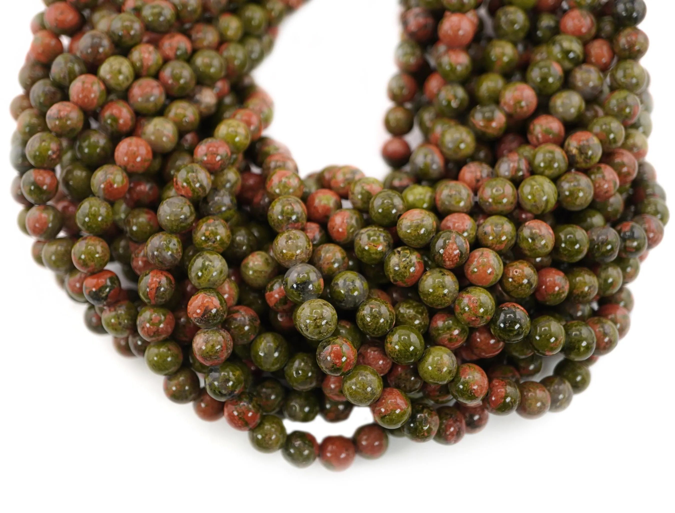 Earth Unakite Round Shape Gemstone Strand Beads 