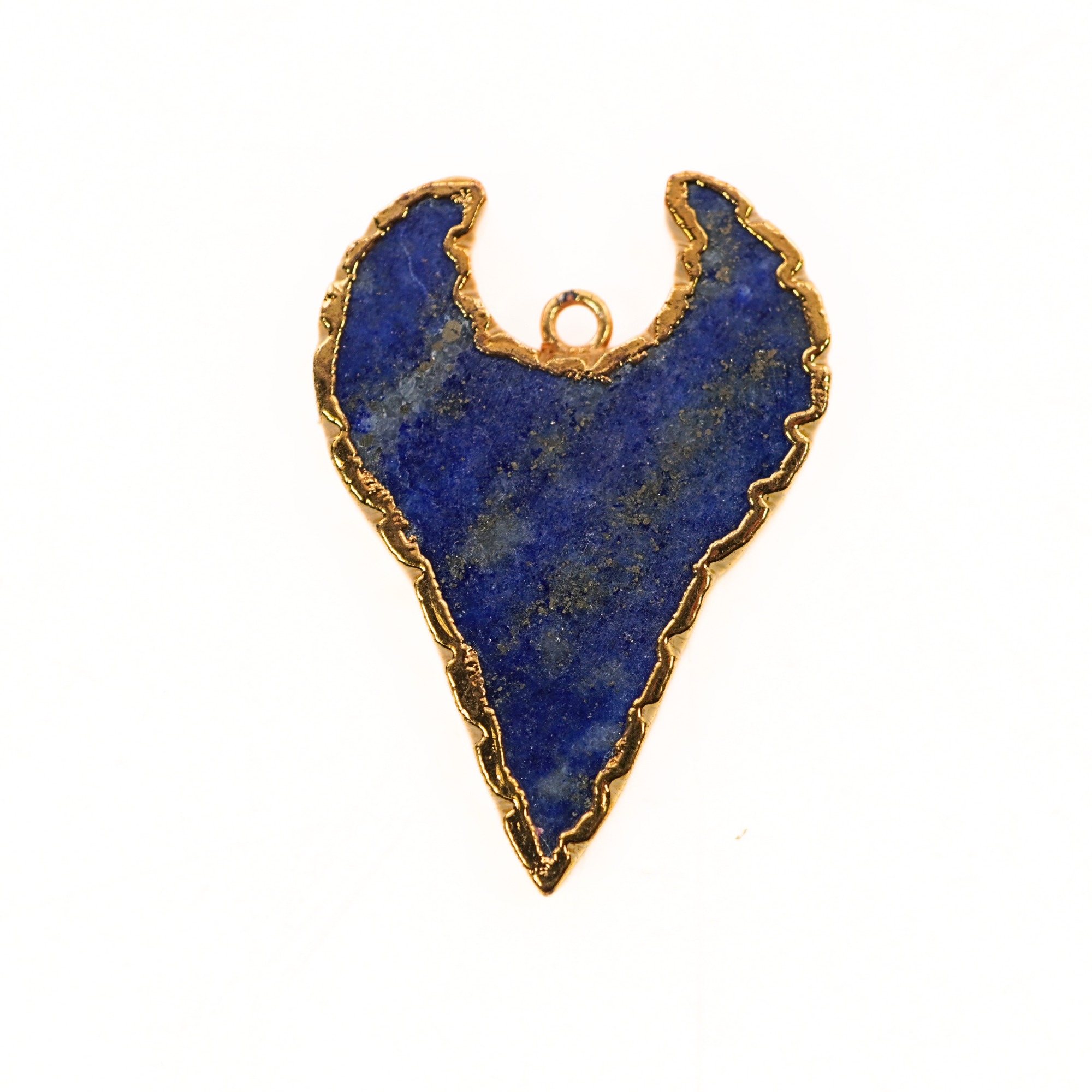 Lapis Lazuli Smooth Shark Tooth Shape Gemstone Gold Electroplated Charm Pendant 