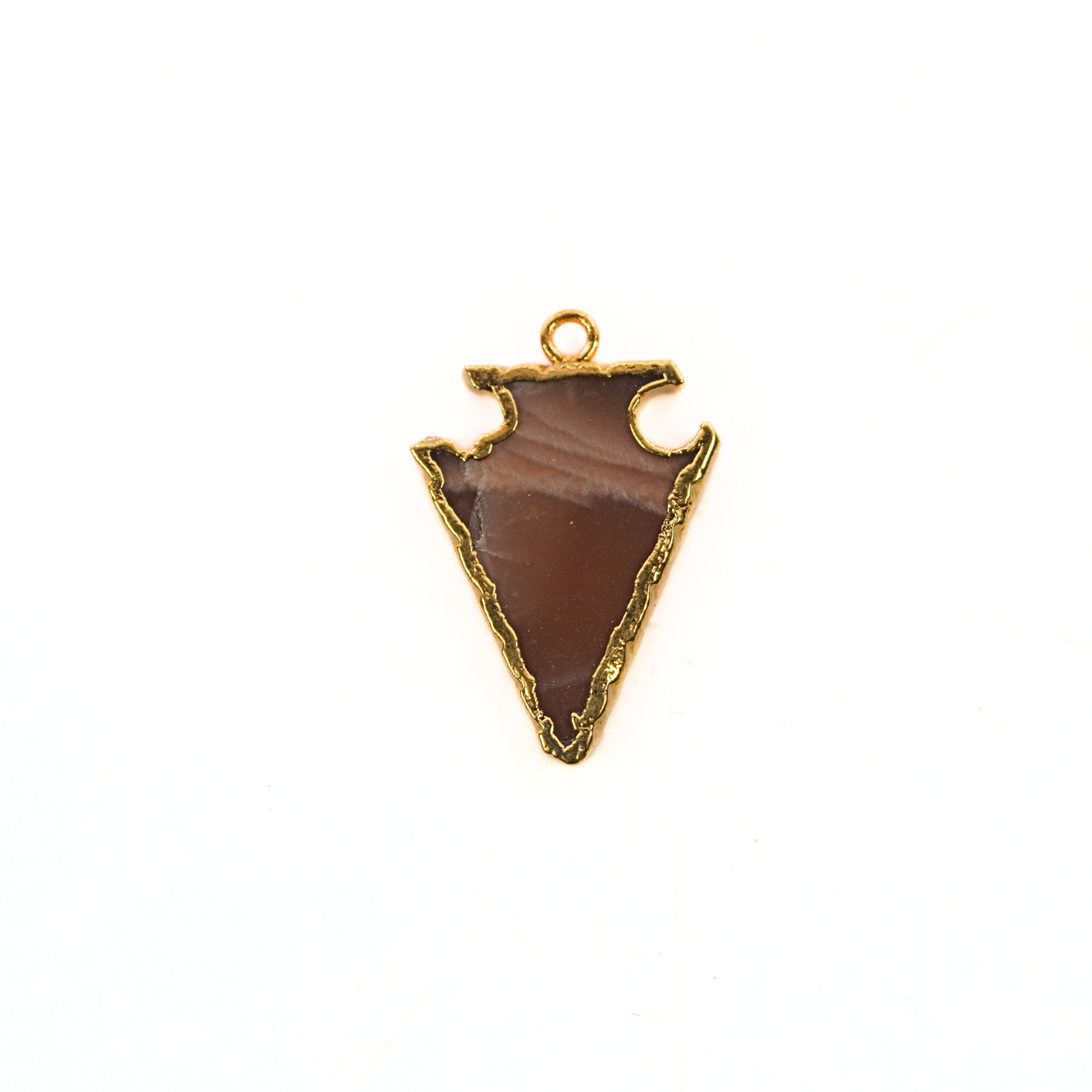 Brown Jasper Arrowhead Gemstone Gold Electroplated Charms Pendant