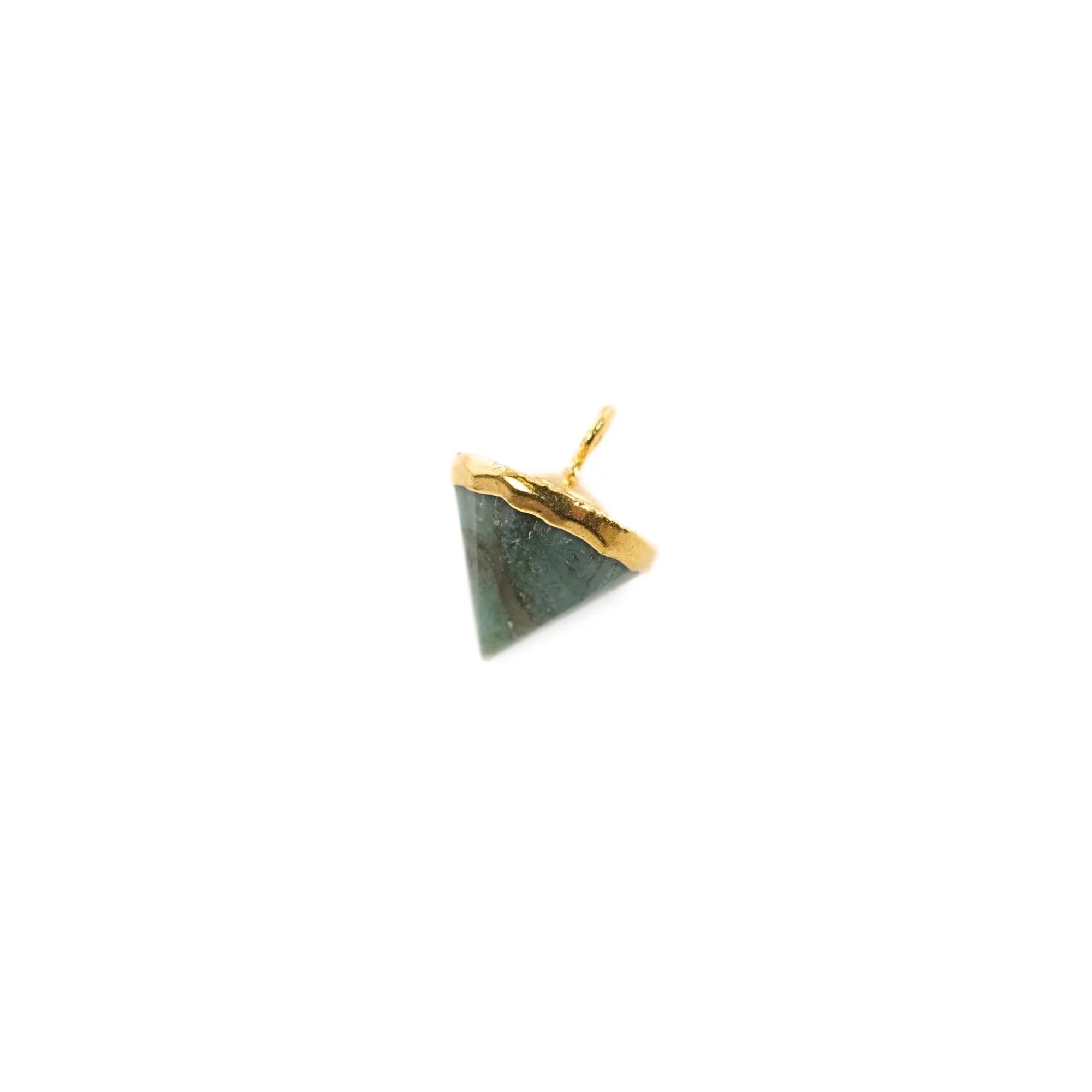 Emerald Pointed Cone Gemstone Gold Electroplated Charm Pendant 