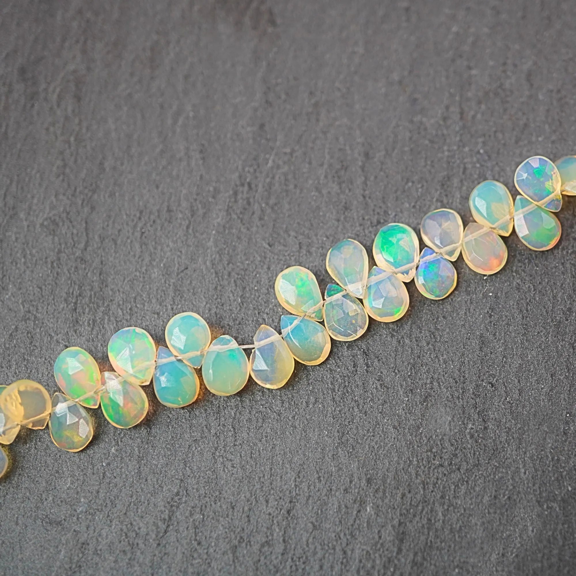 Ethiopian Opal Faceted Pear Welo Fire Gemstone Stand Beads