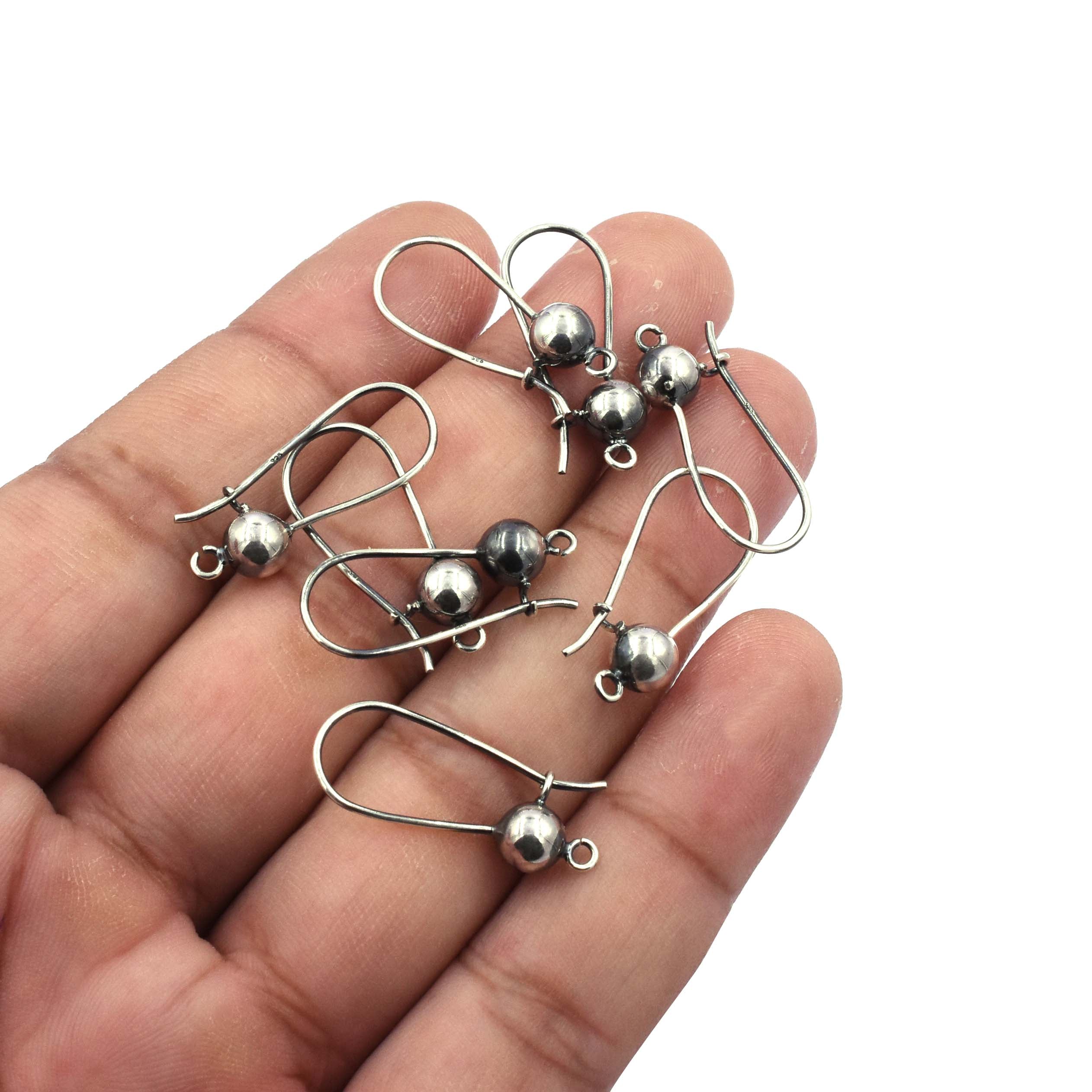 Ball Kidney Earwire Hook Sterling Silver Ear Wire Sold by 2 Pairs